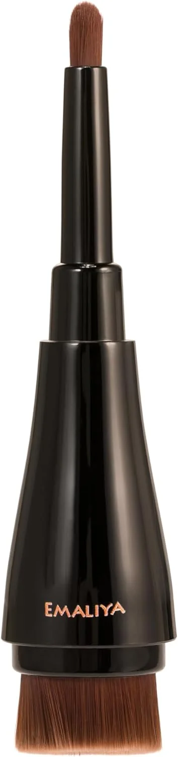 EMALIYA، براش آرایشی مشکی دو سر - موی مصنوعی برای ترکیب کرم پودر و کانسیلر مایع و پودری - ست براش فونداسیون دو سر EMALIYA، براش آرایشی مشکی دو سر - موی مصنوعی برای ترکیب کرم پودر و کانسیلر مایع و پودری - ست براش فونداسیون دو سر
