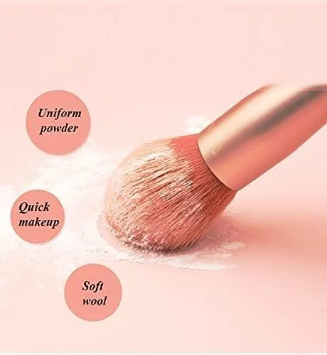 ست برس آرایشی الیت ویو با کیف، 8 تکه برس آرایشی حرفه ای، ست برس های آرایشی مسافرتی برای کرم پودر صورت، رژگونه، سایه چشم، دسته چوبی با موهای مصنوعی (چند رنگ)