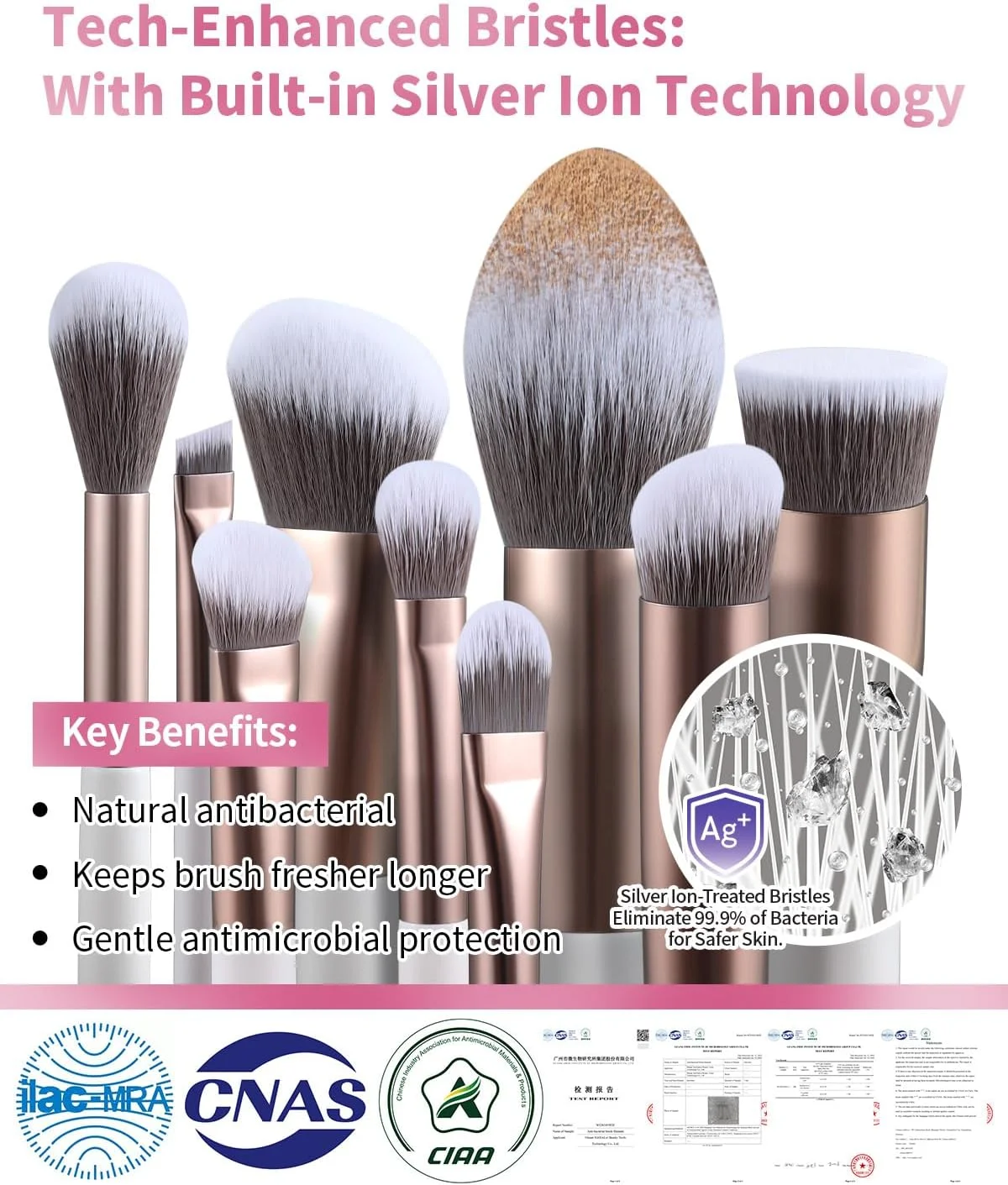 ست برس آرایشی EIGSHOW، 15 عدد برس آرایش حرفه ای با موهای یون نقره برای کرم پودر، رژگونه، هایلایتر، کانسیلر، سایه چشم، خط چشم، ست هدیه مسافرتی (طلایی شامپاین)