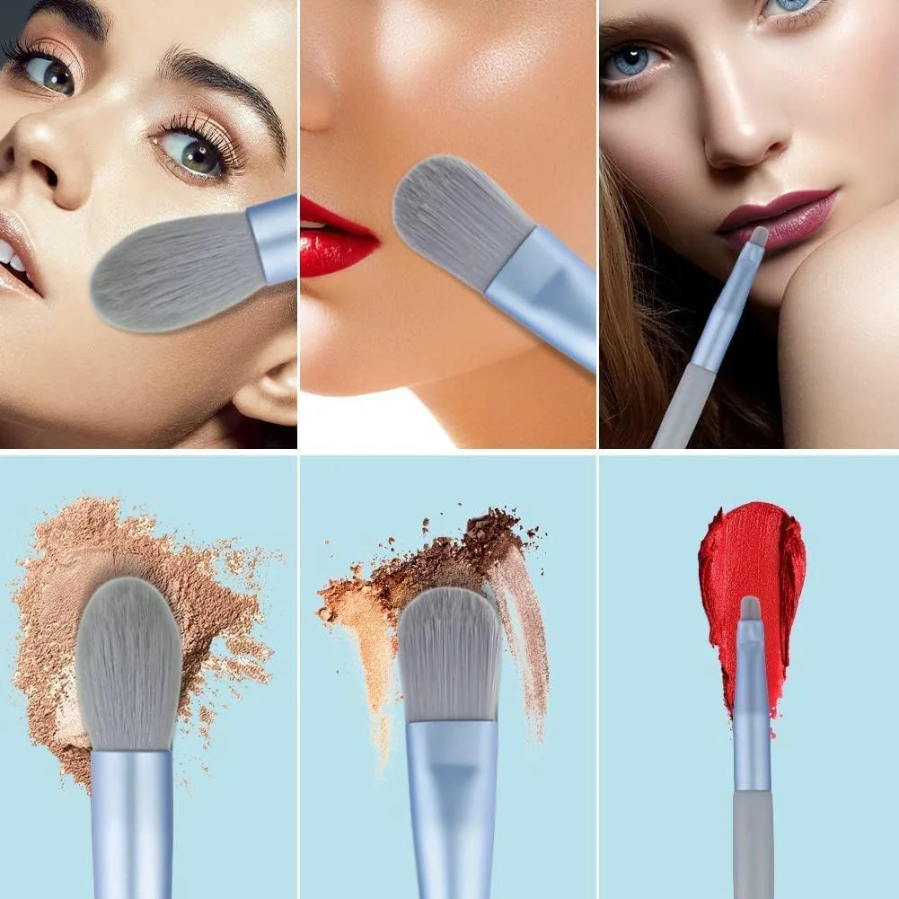 ست برس آرایشی ELECDON، ست برس های کوچک آرایشی برای کرم پودر، پودر، رژگونه، سایه چشم، مژه و کانسیلر، ست 8 عددی برس آرایشی حرفه ای برای لوازم آرایشی با کیف آرایشی (آبی مه آلود ماکارون) ست برس آرایشی ELECDON، ست برس های کوچک آرایشی برای کرم پودر، پودر، رژگونه، سایه چشم، مژه و کانسیلر، ست 8 عددی برس آرایشی حرفه ای برای لوازم آرایشی با کیف آرایشی (آبی مه آلود ماکارون)