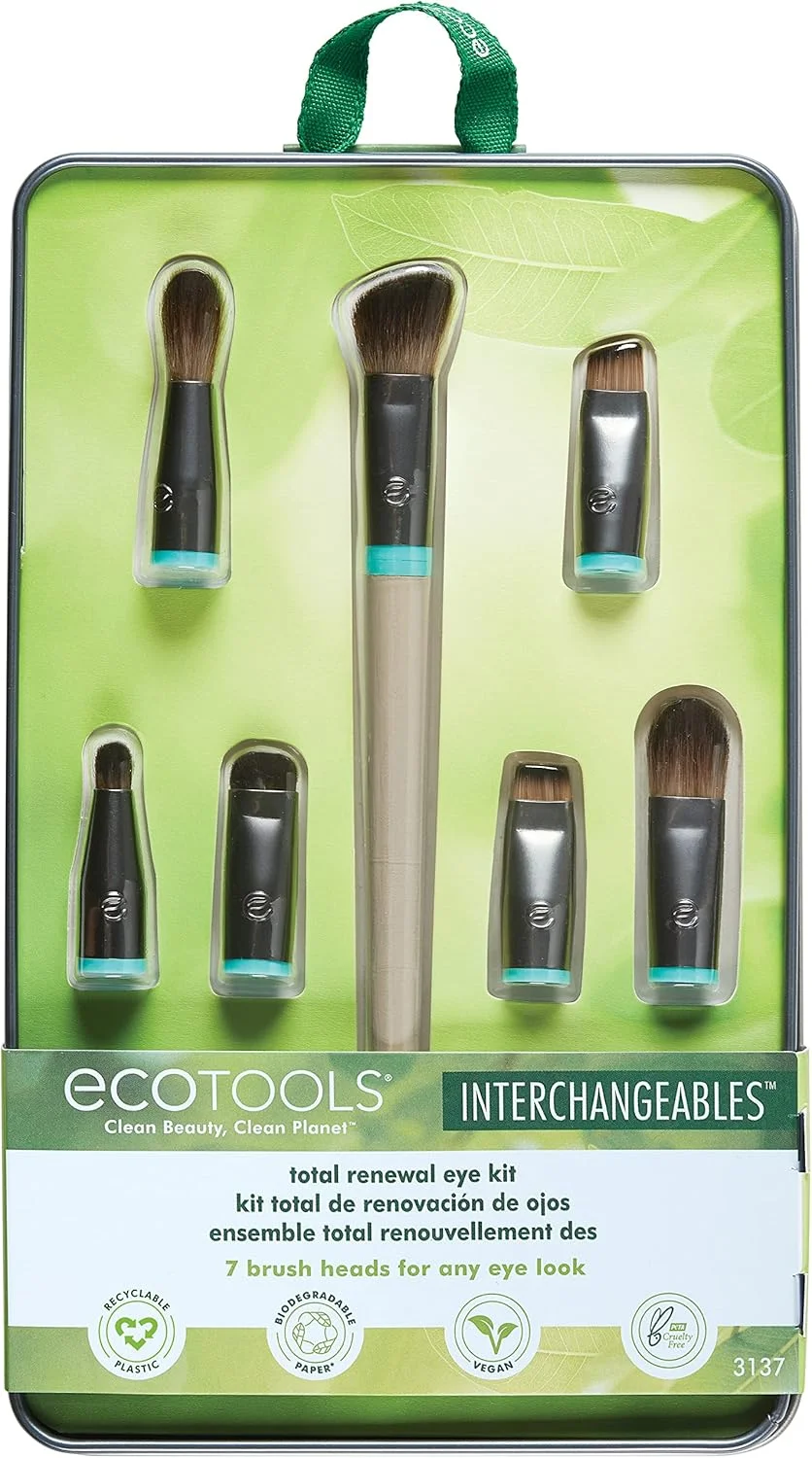 ست برس آرایشی چشم Ecotools مدل Interchangeables به همراه کیف، شامل 7 برس