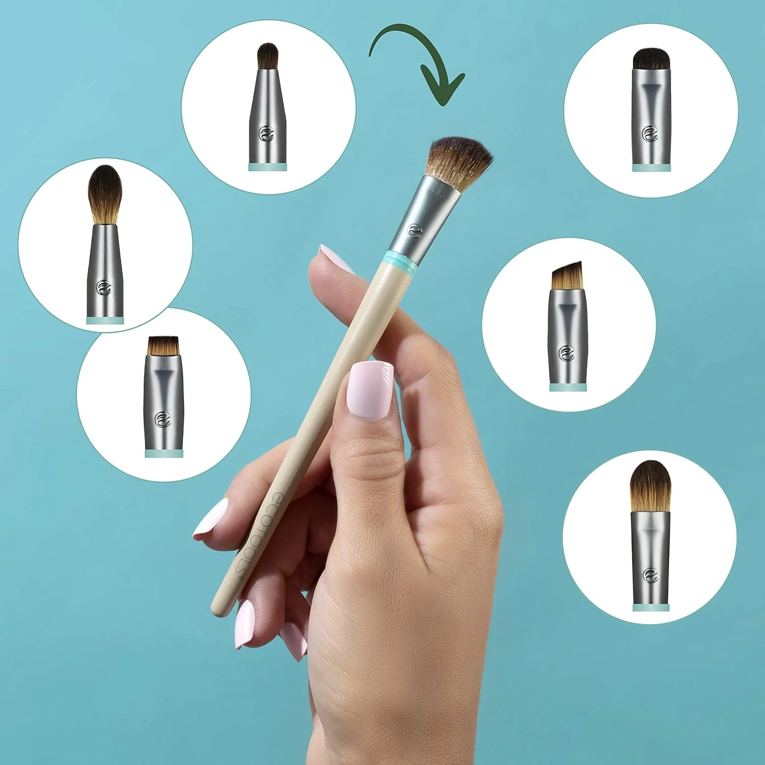 ست برس آرایشی چشم Ecotools مدل Interchangeables به همراه کیف، شامل 7 برس ست برس آرایشی چشم Ecotools مدل Interchangeables به همراه کیف، شامل 7 برس