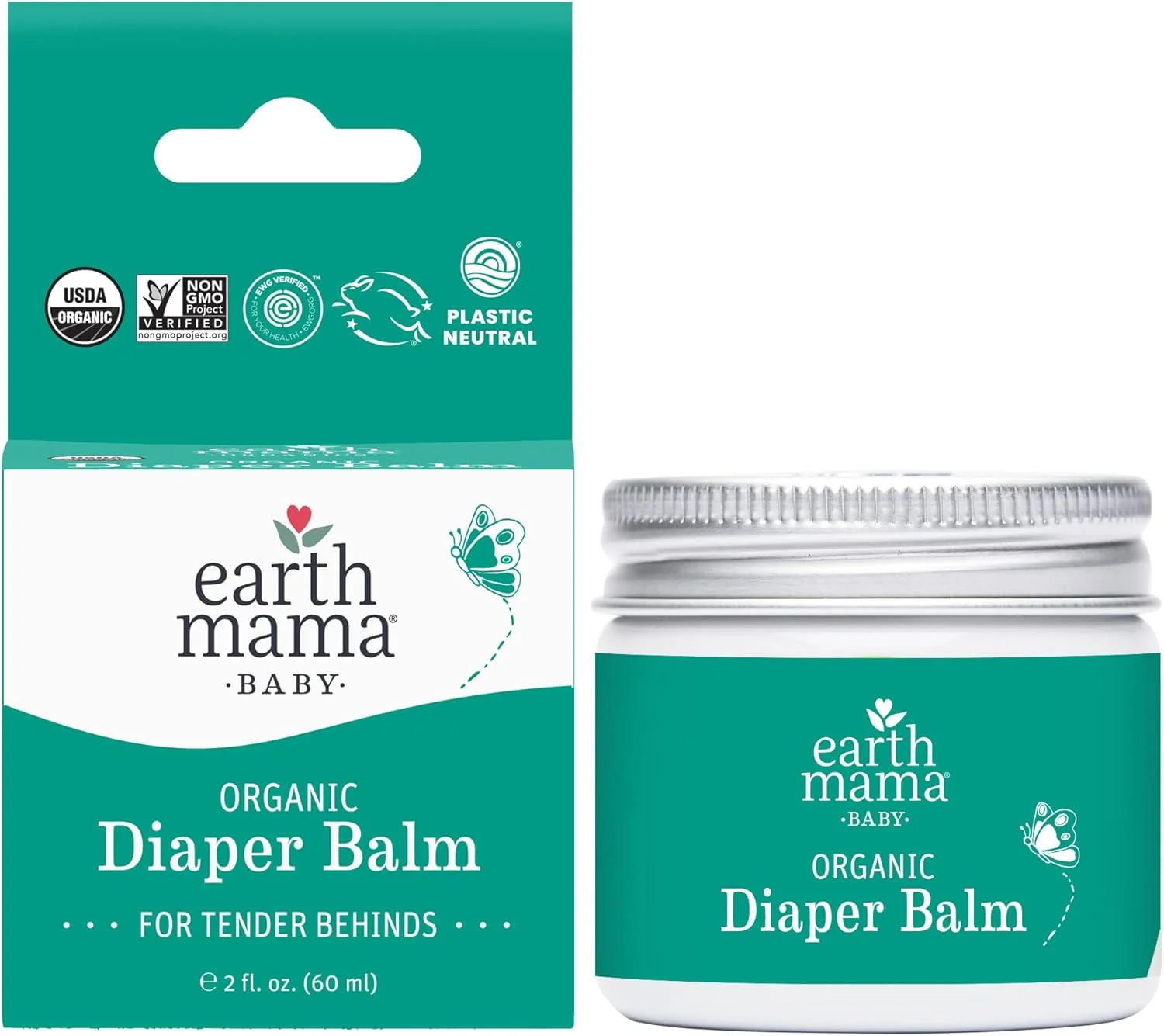 کرم ارگانیک محافظ پای کودک Earth Mama | کرم کالاندولا ایمن برای تسکین و محافظت از پوست حساس، دارای گواهی پروژه Non-Gmo، 2 اونس مایع