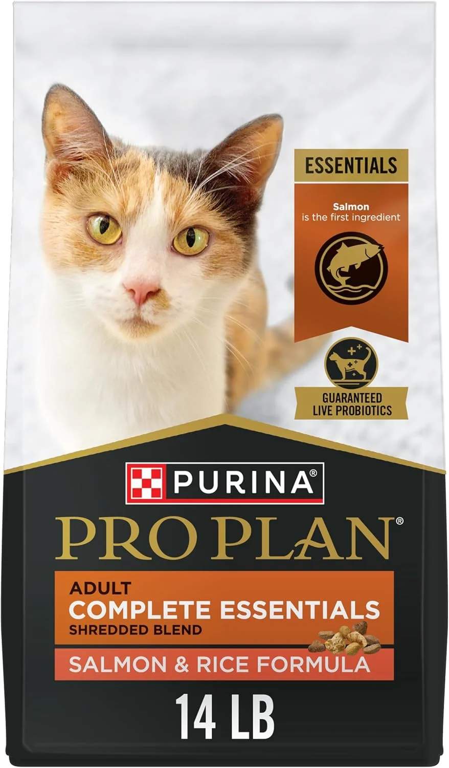 (6.4 کیلوگرم) - غذای خشک گربه بالغ Purina Pro Plan حاوی پروبیوتیک، پروتئین بالا، طعم ماهی سالمون و برنج - کیسه 6.4 کیلوگرمی