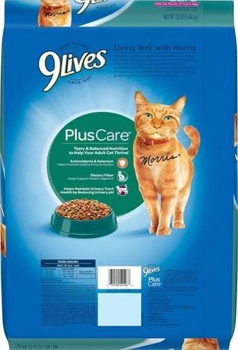 غذای خشک گربه 9Lives Plus Care، کیسه 12 پوندی