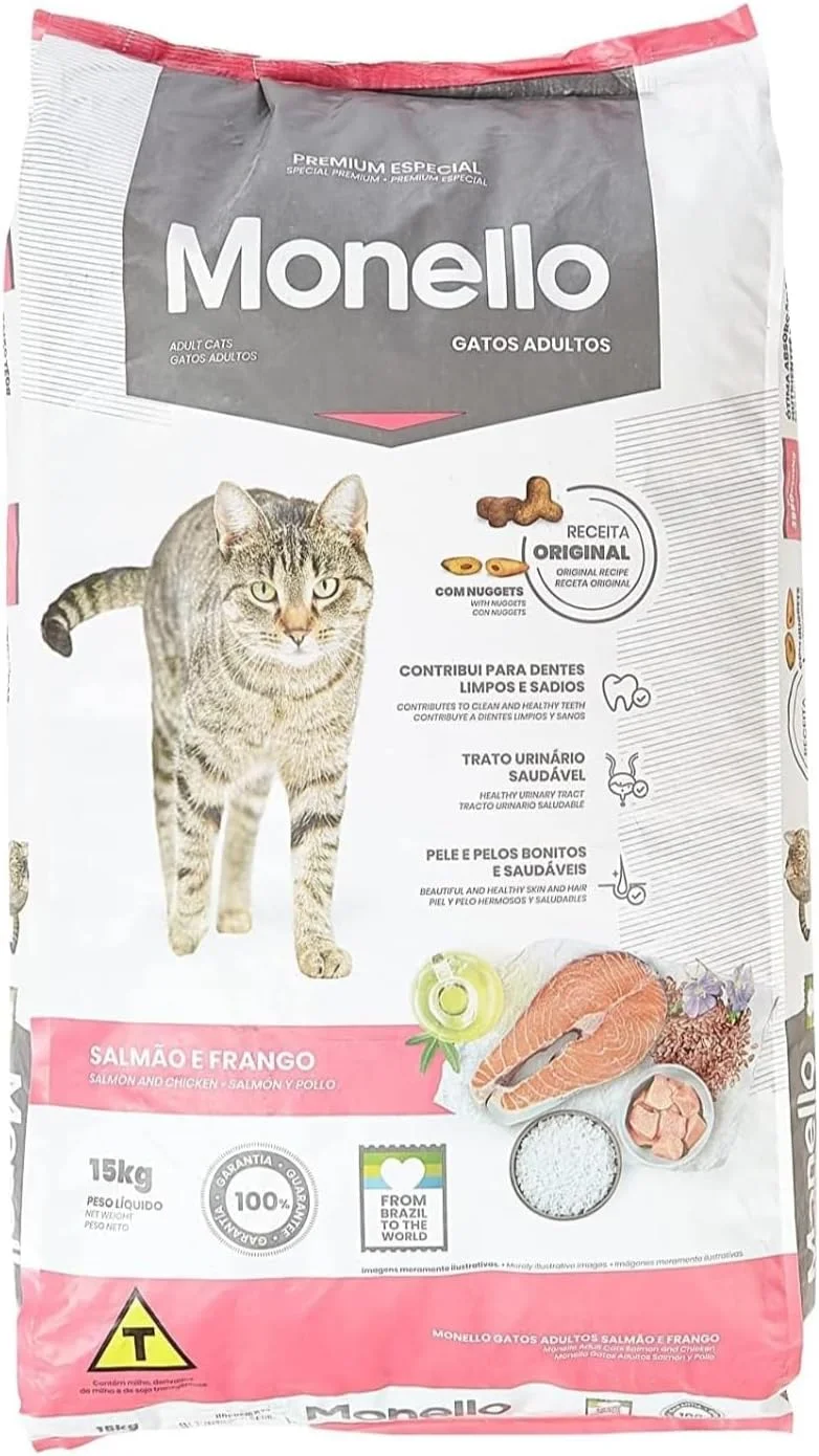 غذای خشک گربه بالغ مونلو با طعم سالمون، ماهی تن و مرغ 15 کیلوگرمی از 07Store