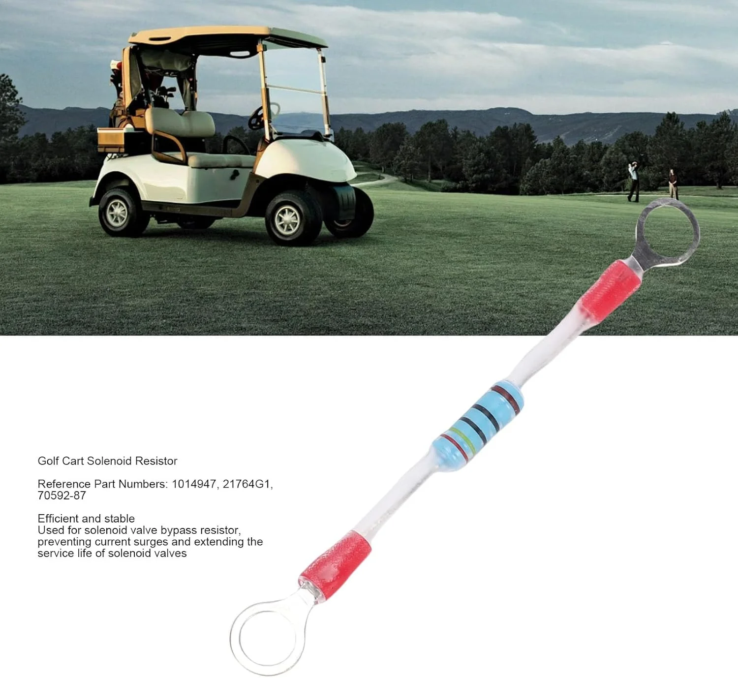 مقاومت سلونوئید کارت Cryfokt 2 عددی 1014947 21764G1 7059287 جایگزین برای EZGO Club Car 1990+ با محفظه ضد حرارت برای بای پس شیر الکترومغناطیسی