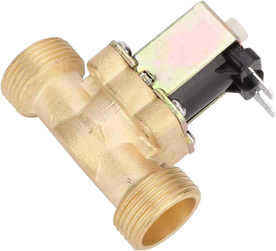 شیر برقی آب برنجی Eujgoov، شیر برقی برنجی، شیر برقی برنجی ورودی سوئیچ G3/4 نرمال باز، شیر برقی الکترومغناطیسی ورودی آب برای آب (DC12V)