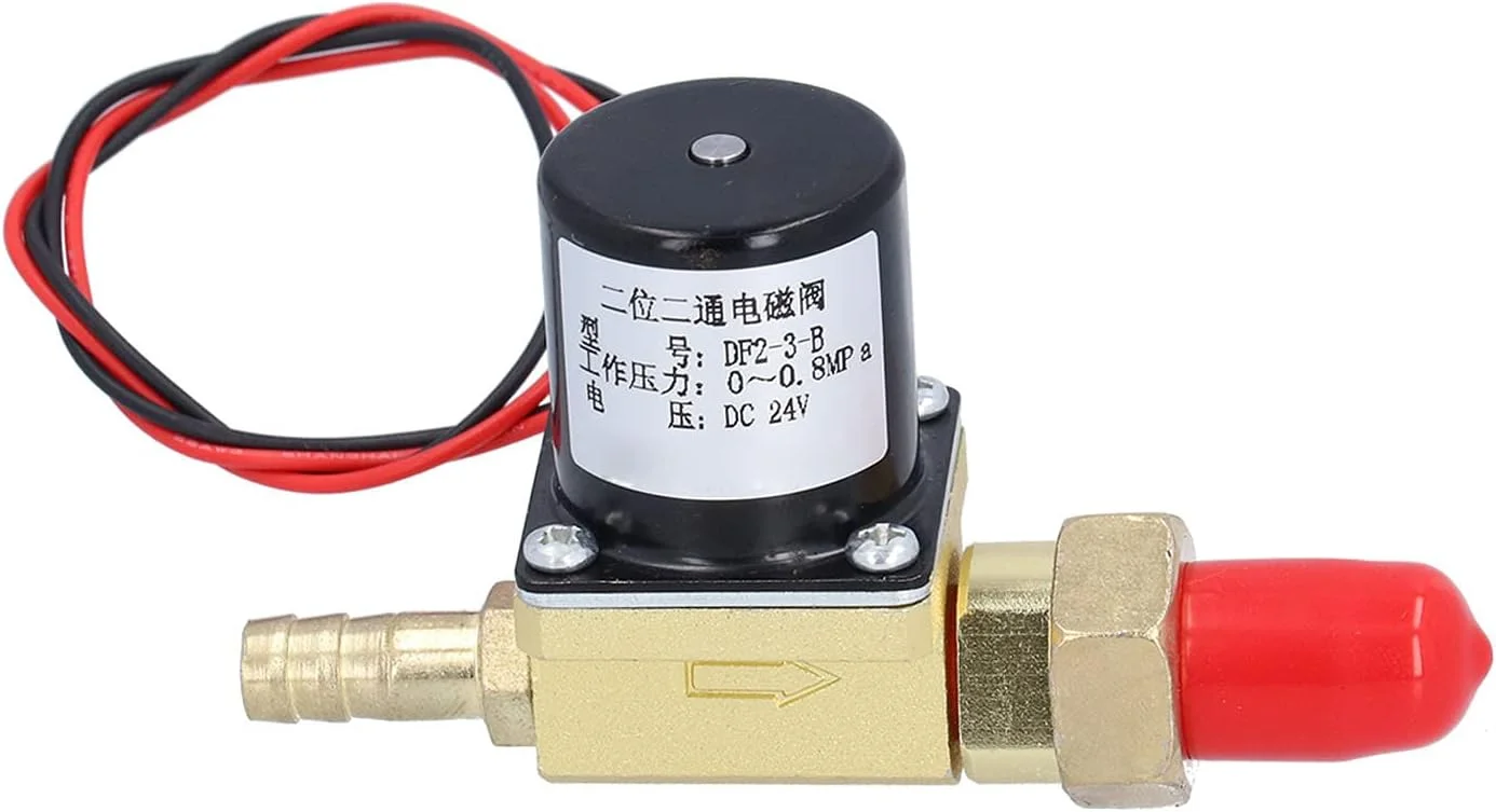 شیر برقی 2 راهه 2 موقعیتی Risegun، شیر برقی الکتریکی، شیر الکترومغناطیسی 2 موقعیتی 2 راهه برای جوشکاری آرگون، DC 24V، ساختار برنجی، میله پیستونی دستگاه مکانیکی را به حرکت در می آورد