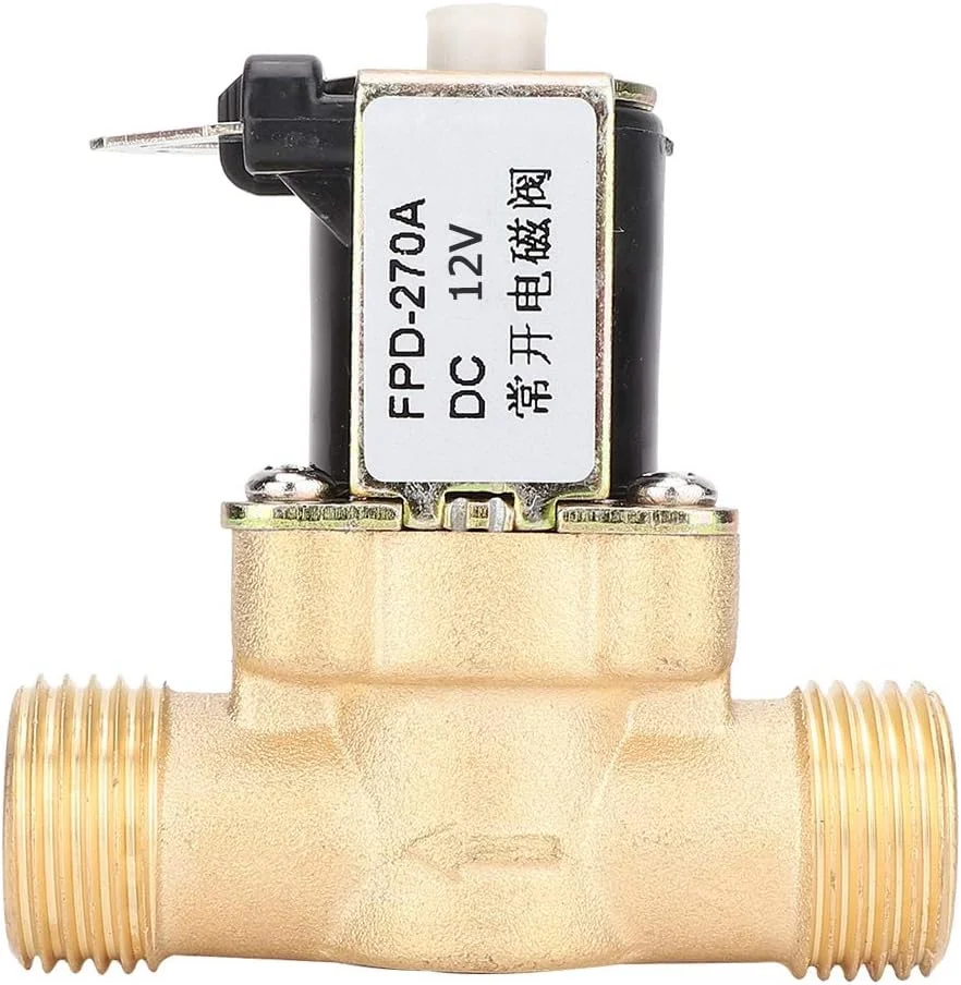 شیر برقی RiseGun G1/2 اینچ نرمال باز، شیر برقی برنجی، سوئیچ ورودی آب DC12V، شیر برقی با کارایی بالا برای کنترل سیالات