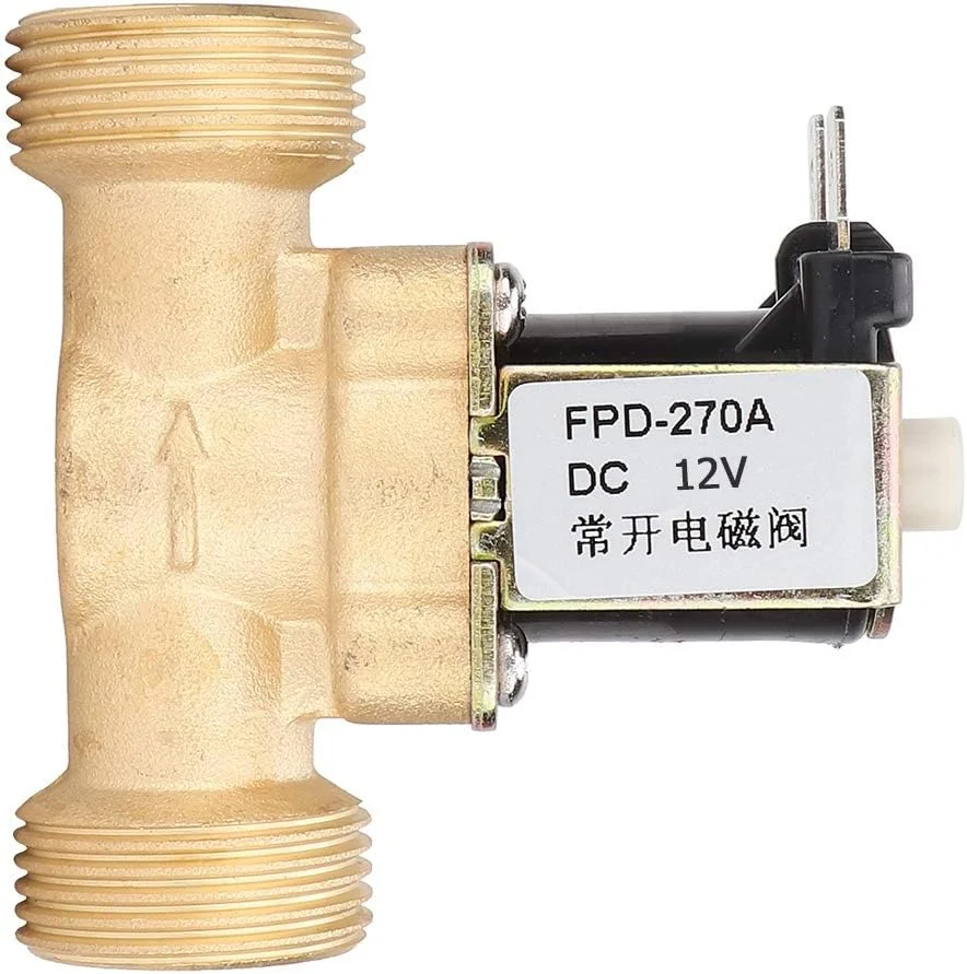 شیر برقی RiseGun G3/4 اینچ نرمال باز برنجی، سوئیچ ورودی آب DC12V، برای سیستم های آبیاری و اتوماسیون