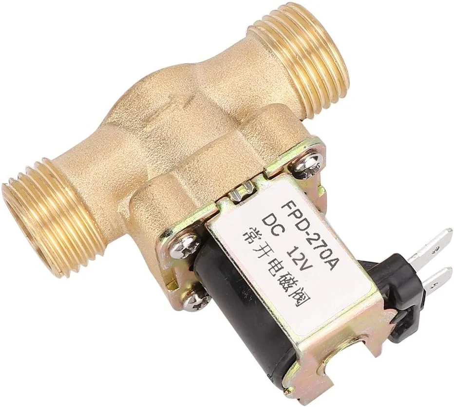 شیر برقی RiseGun G1/2 اینچ نرمال باز، شیر برقی برنجی، سوئیچ ورودی آب DC12V، شیر برقی با کارایی بالا برای کنترل سیالات