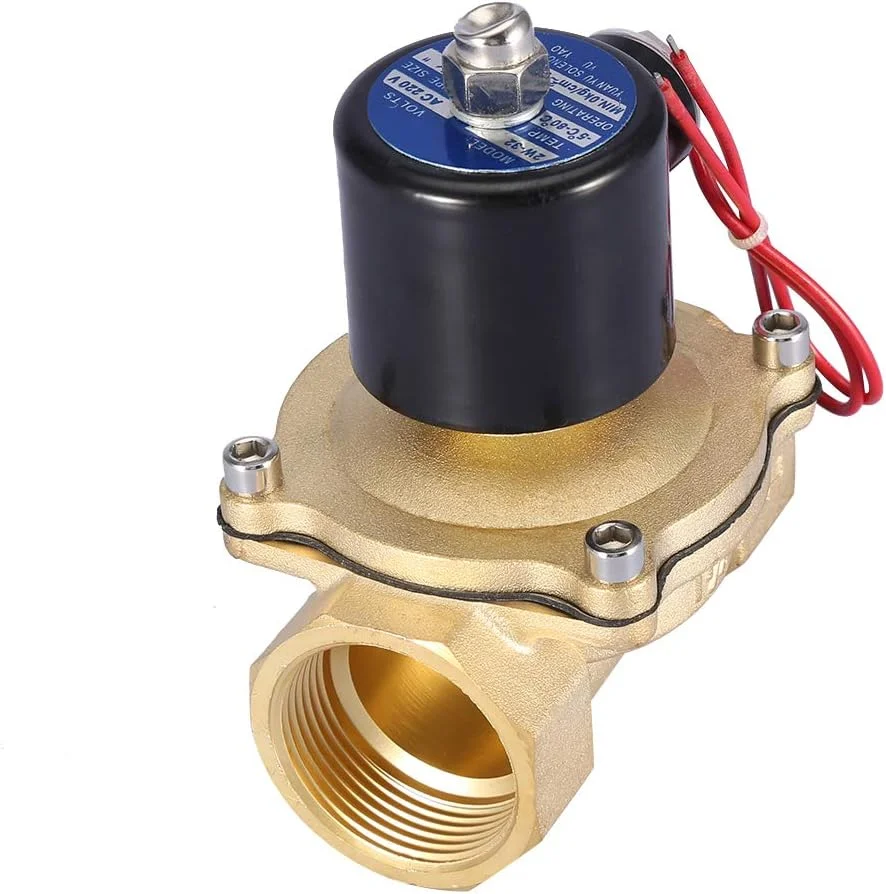 شیر برقی پنوماتیک Risegun، شیر برقی الکترومغناطیسی، شیر 2 راهه 2 موقعیتی نرمال بسته، AC 220V، سایز 1-1/4 اینچ، شیر برقی پنوماتیک