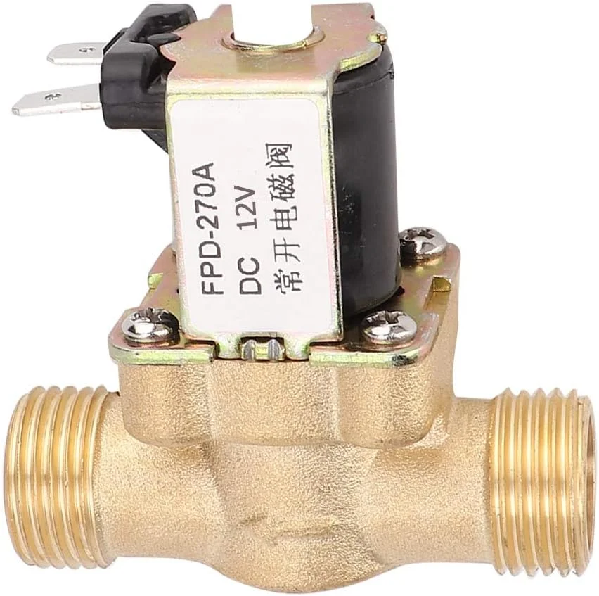 شیر برقی RiseGun G1/2 اینچ نرمال باز، شیر برقی برنجی، سوئیچ ورودی آب DC12V، شیر برقی با کارایی بالا برای کنترل سیالات