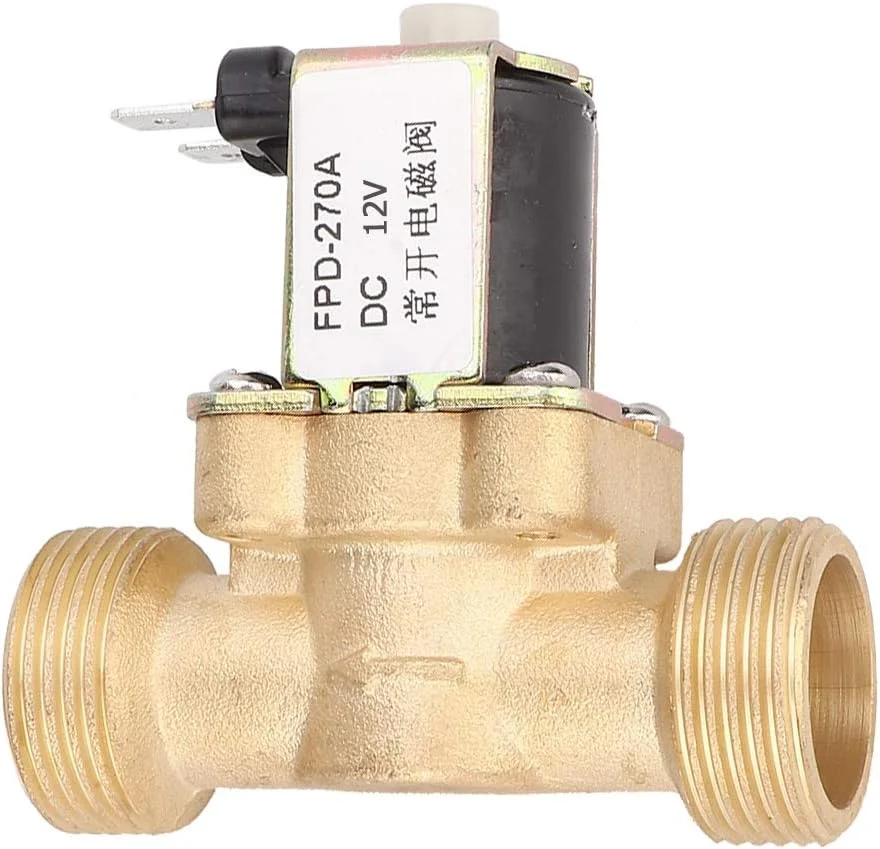 شیر برقی RiseGun G3/4 اینچ نرمال باز برنجی، سوئیچ ورودی آب DC12V، برای سیستم های آبیاری و اتوماسیون