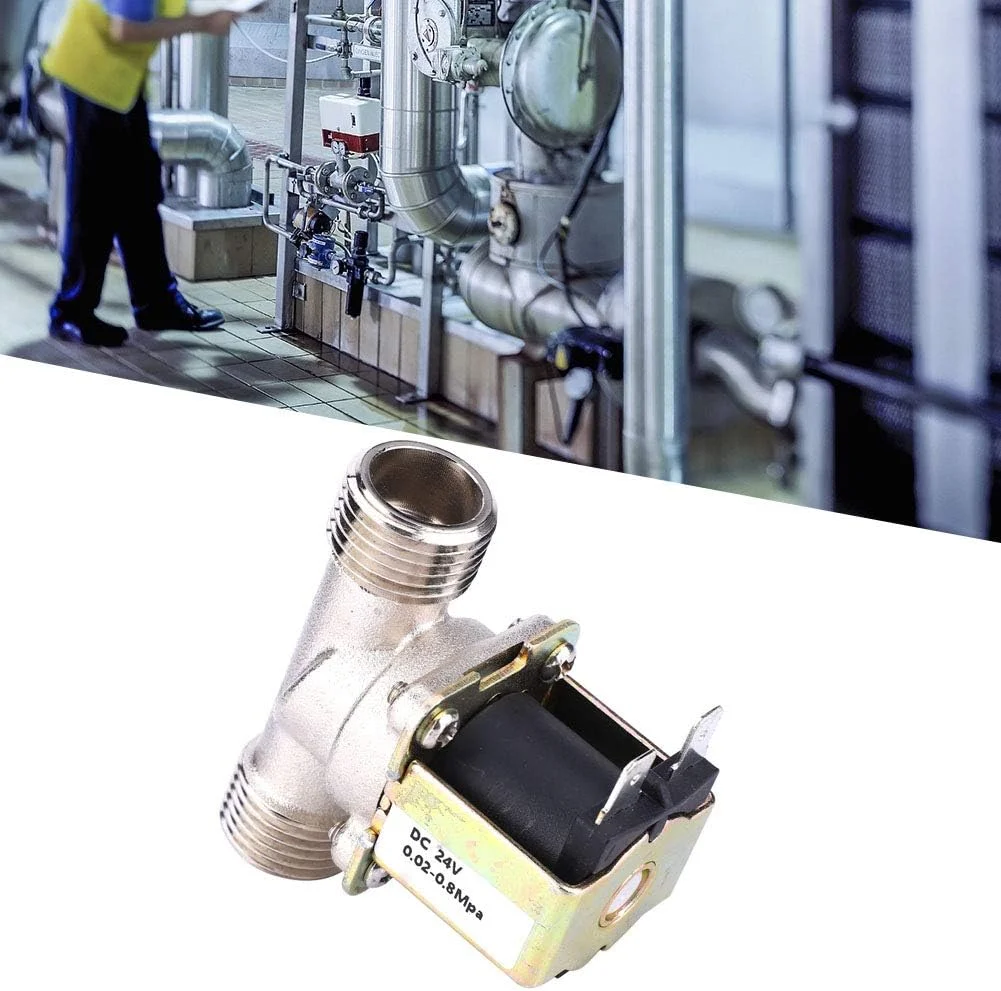 شیر برقی Risegun DC24V G1/2 NC برنجی، شیر برقی برقی نرمال بسته، شیر برقی برای کنترل آب، اتصال 1/2 اینچ