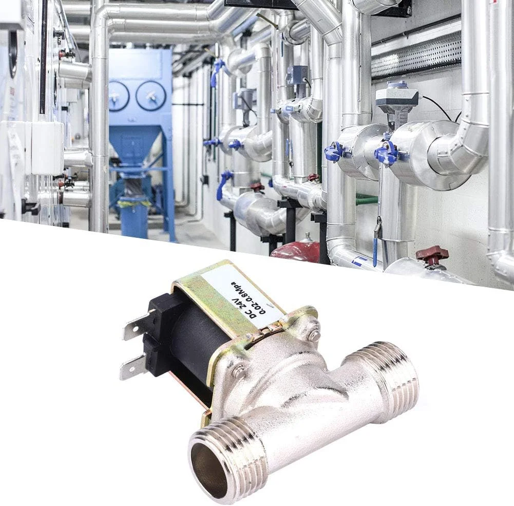 شیر برقی Risegun DC24V G1/2 NC برنجی، شیر برقی برقی نرمال بسته، شیر برقی برای کنترل آب، اتصال 1/2 اینچ