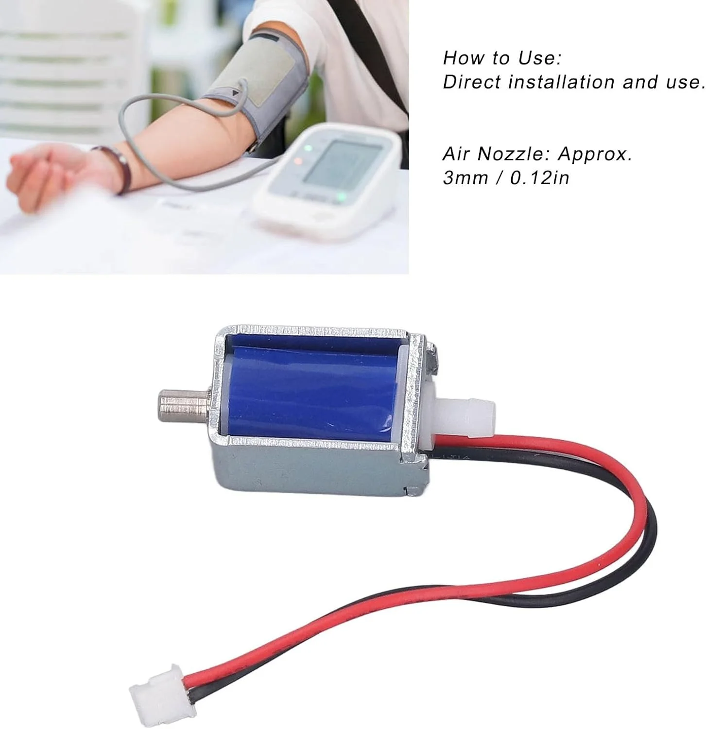 شیر برقی مینیاتوری Risegun 2 موقعیت 2 راهه، سوئیچ کنترلر نرمال باز 2 موقعیت 2 راهه، پنوماتیک الکتریکی، DC 3.7V، 340mA، 1.37W، 10Ω، کنترل الکترومغناطیسی DC12V