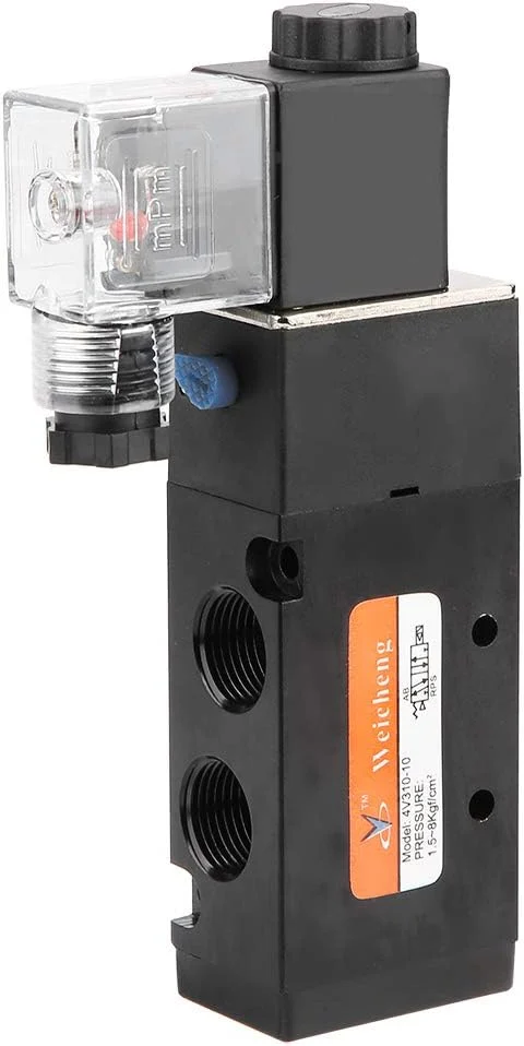 شیر برقی 2 حالته 5 پورت Risegun G3/8"، شیر الکترومغناطیسی 4V310-10، 2 حالته 5 پورت پایلوت دار، AC220V، کاربرد صنعتی