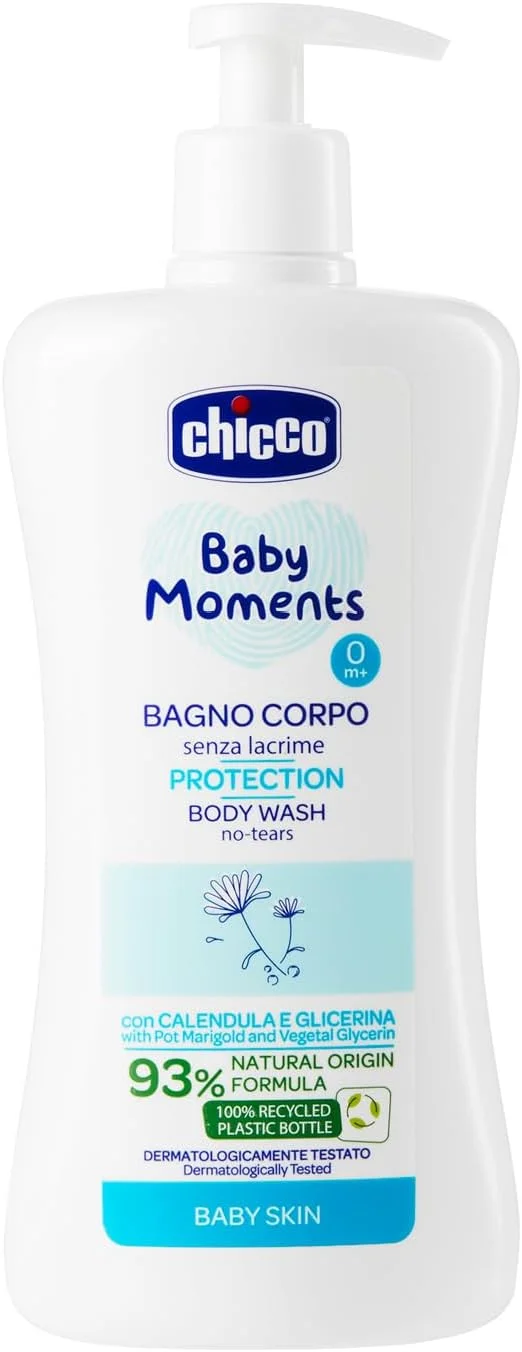 شامپو سر و بدن کودک چیکو Baby Moments، محافظت بدون اشک برای پوست کودک 0M+ 500 میلی لیتر، چند رنگ