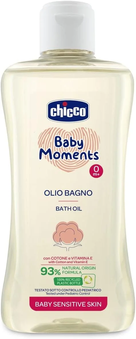 روغن حمام کودک چیکو Baby Moments مناسب پوست حساس 0M+ 200ml