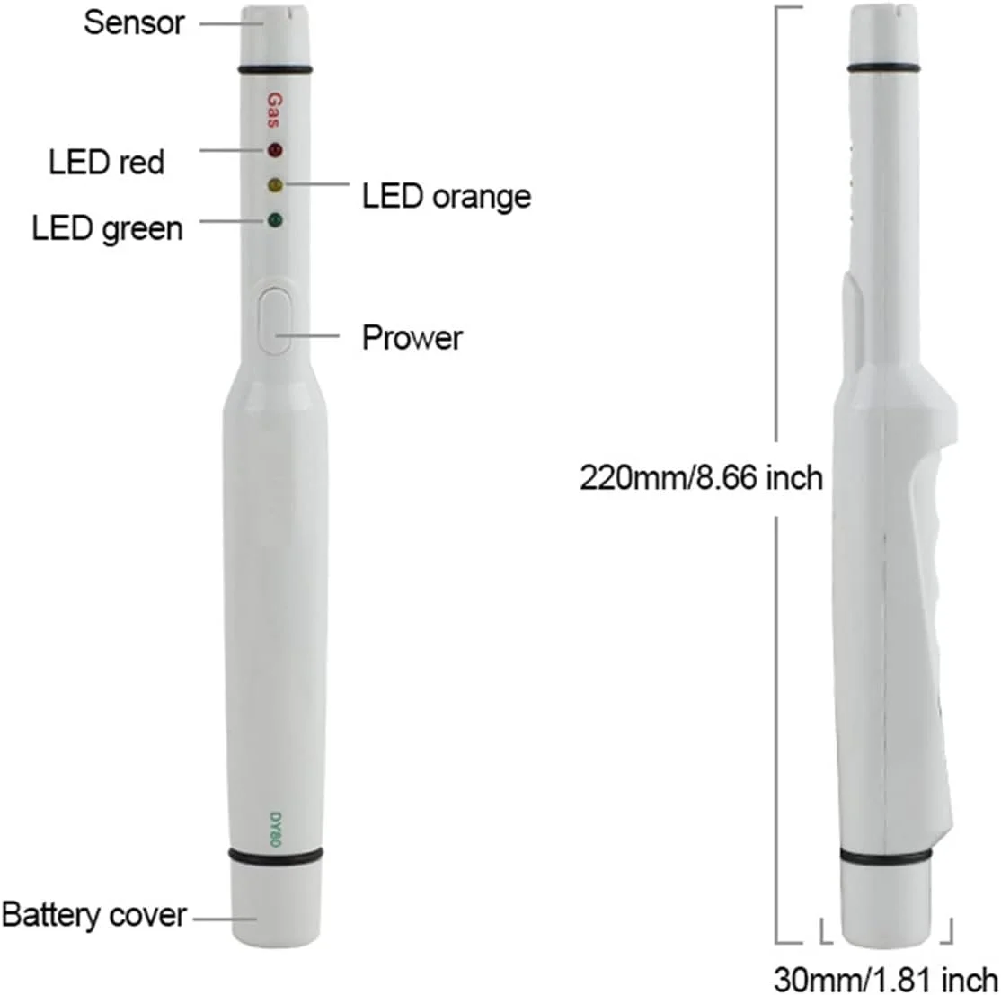 دتکتور گاز EWRTUY مدل DY80، آشکارساز نشت گاز قابل حمل، گاز مایع، گاز طبیعی، پروپان، بوتان، متان، سنسور هشدار ایمن نشت گاز