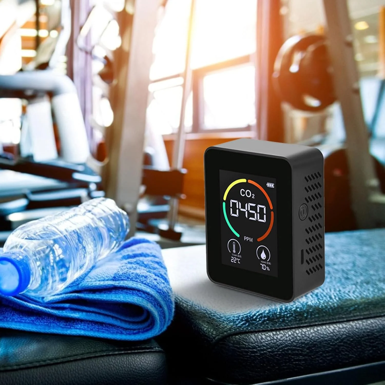 مینی دتکتور CO2 | دماسنج و رطوبت سنج رومیزی دی اکسید کربن، آنالایزر هوا دما و رطوبت، دتکتور دیجیتال CO2 برای مسافرت های داخل خانه