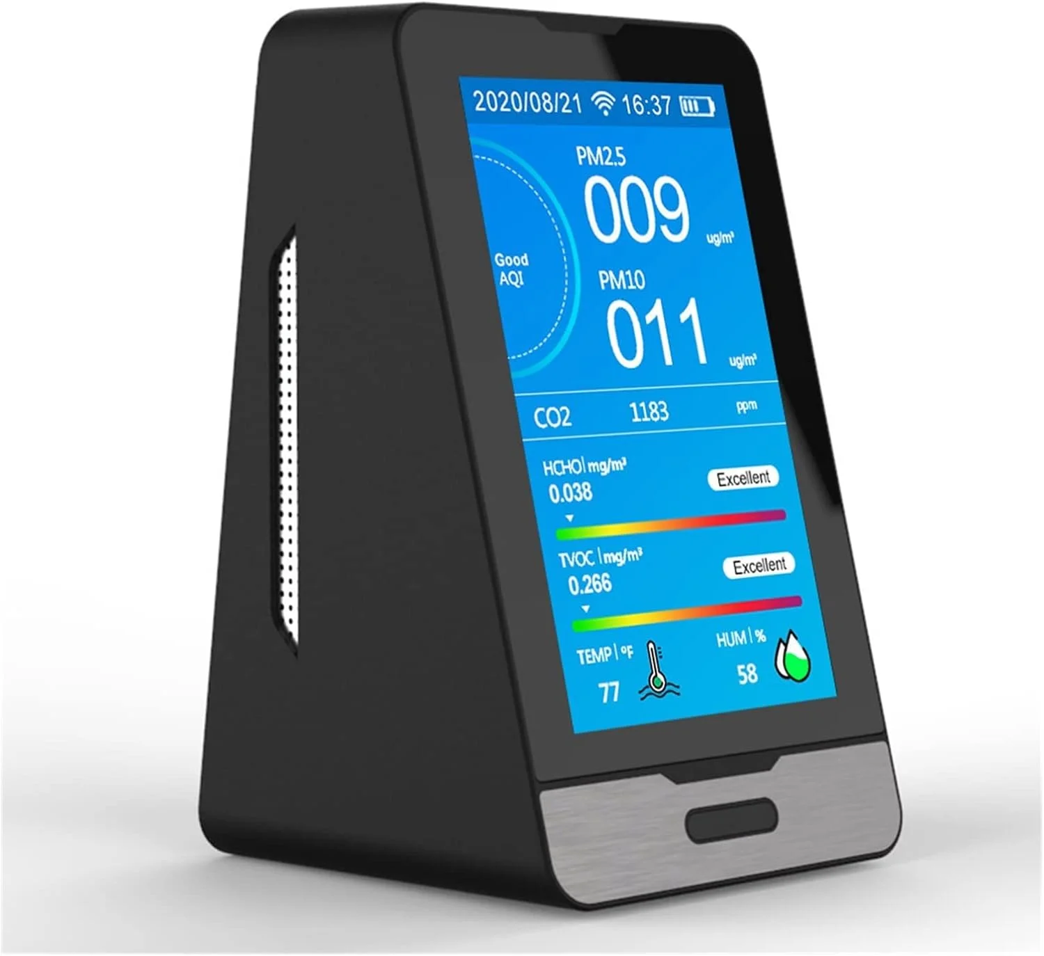 دستگاه تشخیص گاز HANEFRE Dienmer DM73B-wifi، اندازه گیری غلظت دی اکسید کربن، دستگاه سنجش CO2، دستگاه تشخیص گاز با دقت بالا، تستر سنسور صفحه نمایش PM2.5