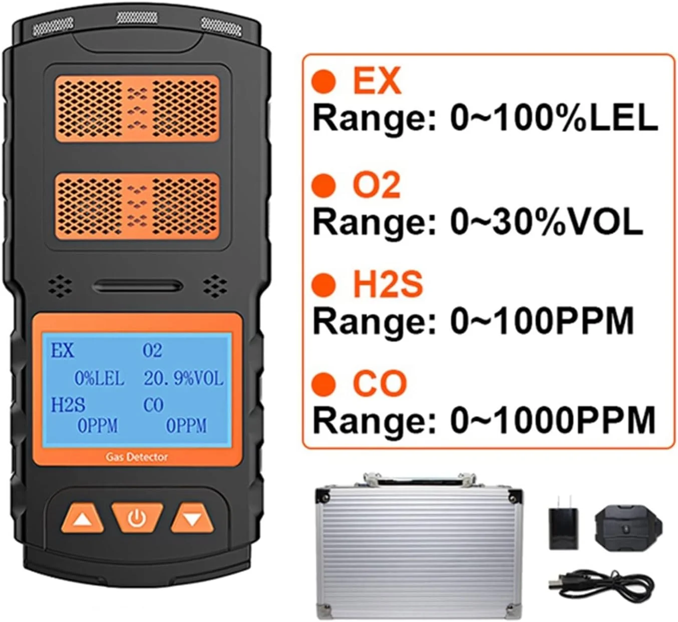 دستگاه تشخیص گاز HANEFRE 4 در 1 چند منظوره EX O2 H2S CO، ردیاب گاز قابل حمل حرفه ای صنعتی، متر گاز قابل اشتعال، سنسور مونوکسید کربن دستگاه تشخیص گاز HANEFRE 4 در 1 چند منظوره EX O2 H2S CO، ردیاب گاز قابل حمل حرفه ای صنعتی، متر گاز قابل اشتعال، سنسور مونوکسید کربن