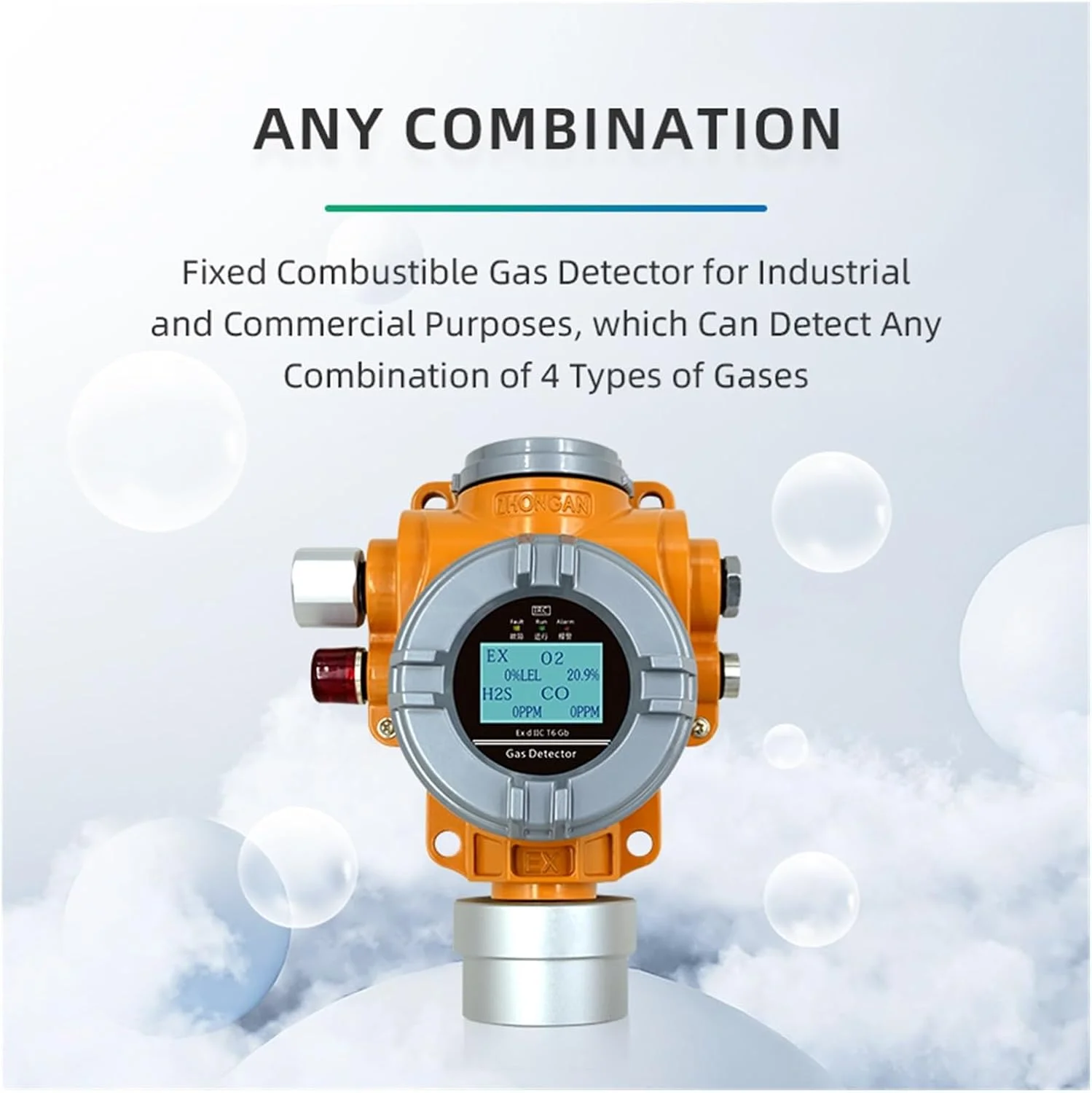 دتکتور گاز، آشکارساز گاز نقطه ای برای استفاده صنعتی و تجاری GTYQ-S400 آشکارساز آلارم گاز ثابت آنلاین دتکتور گاز، آشکارساز گاز نقطه ای برای استفاده صنعتی و تجاری GTYQ-S400 آشکارساز آلارم گاز ثابت آنلاین