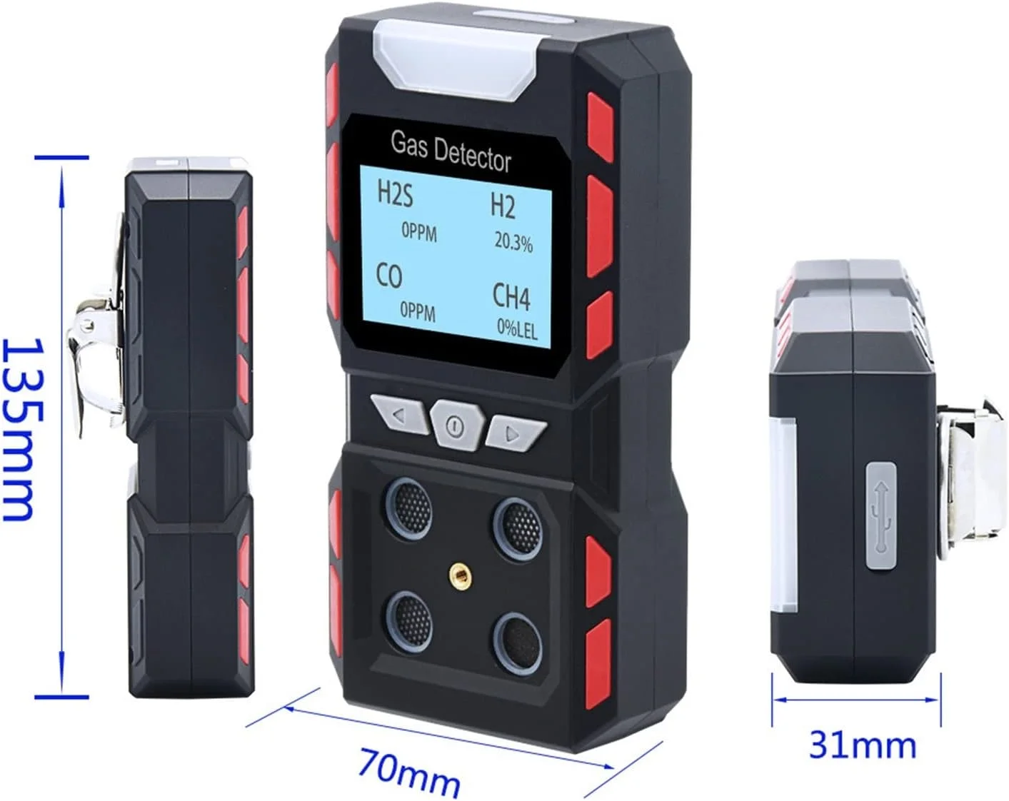 آشکارساز گاز، تحلیلگر گاز صنعتی قابل حمل، آشکارساز نشت گاز چندگانه قابل شارژ USB، تستر گاز ضد آب CH4 CO H2S O2، سنسور گاز هشدار (آشکارساز گاز A) آشکارساز گاز، تحلیلگر گاز صنعتی قابل حمل، آشکارساز نشت گاز چندگانه قابل شارژ USB، تستر گاز ضد آب CH4 CO H2S O2، سنسور گاز هشدار (آشکارساز گاز A)