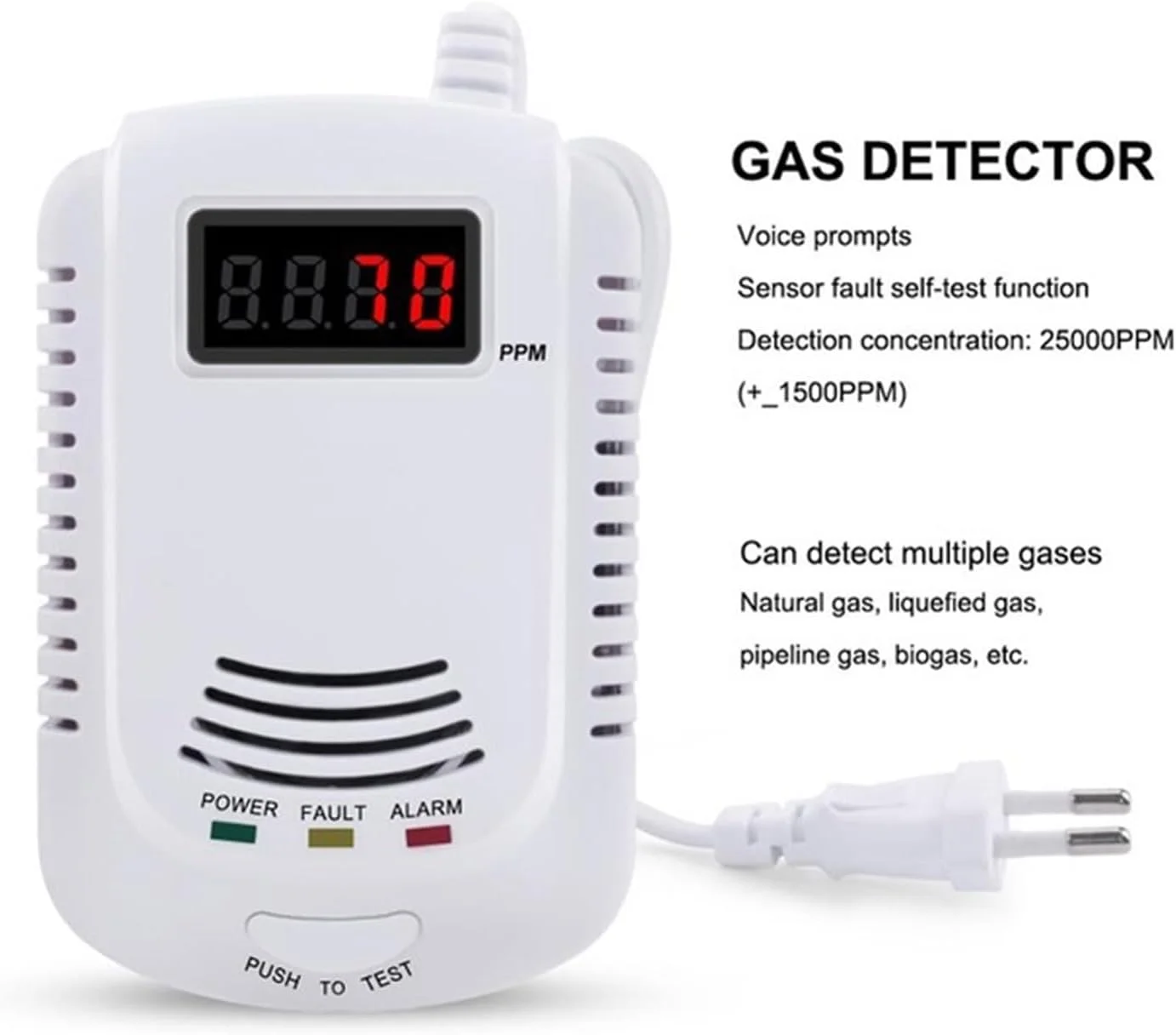 دتکتور گاز، مجموعه آلارم صوتی مستقل آشپزخانه با صفحه نمایش LCD قابل اشتعال