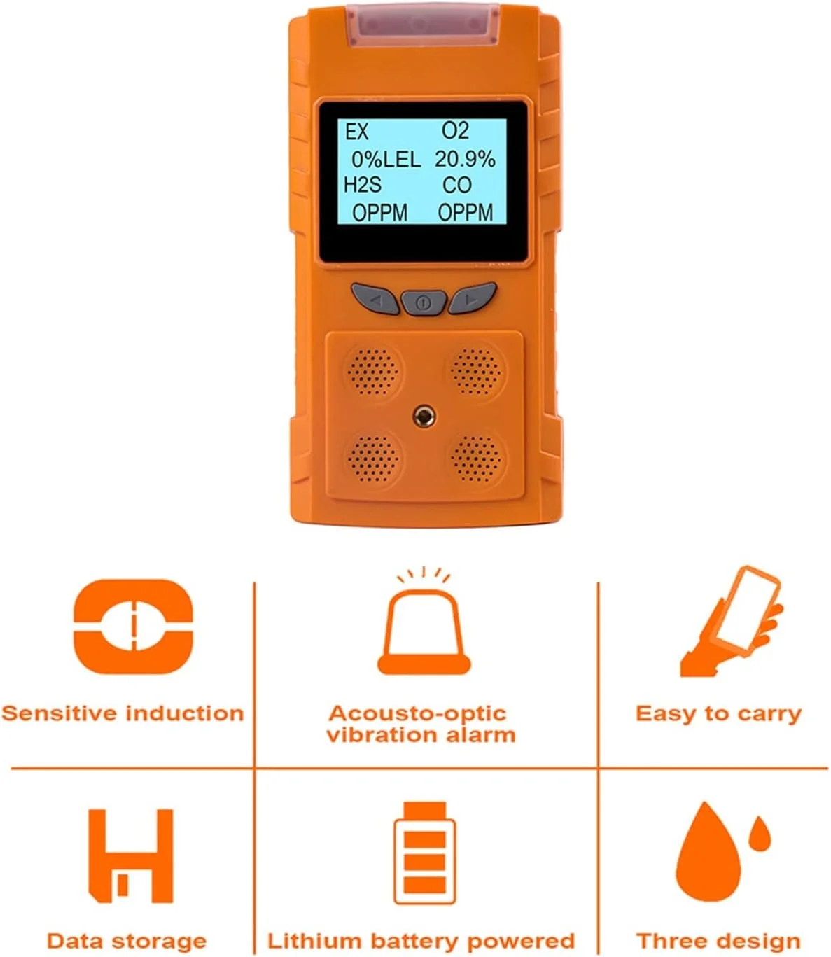 دتکتور گاز، آشکارساز گاز چندگانه O2 CO H2S EX 4 در 1 اکسیژن سولفید هیدروژن مونوکسید کربن آشکارساز نشت گاز قابل اشتعال دتکتور گاز، آشکارساز گاز چندگانه O2 CO H2S EX 4 در 1 اکسیژن سولفید هیدروژن مونوکسید کربن آشکارساز نشت گاز قابل اشتعال