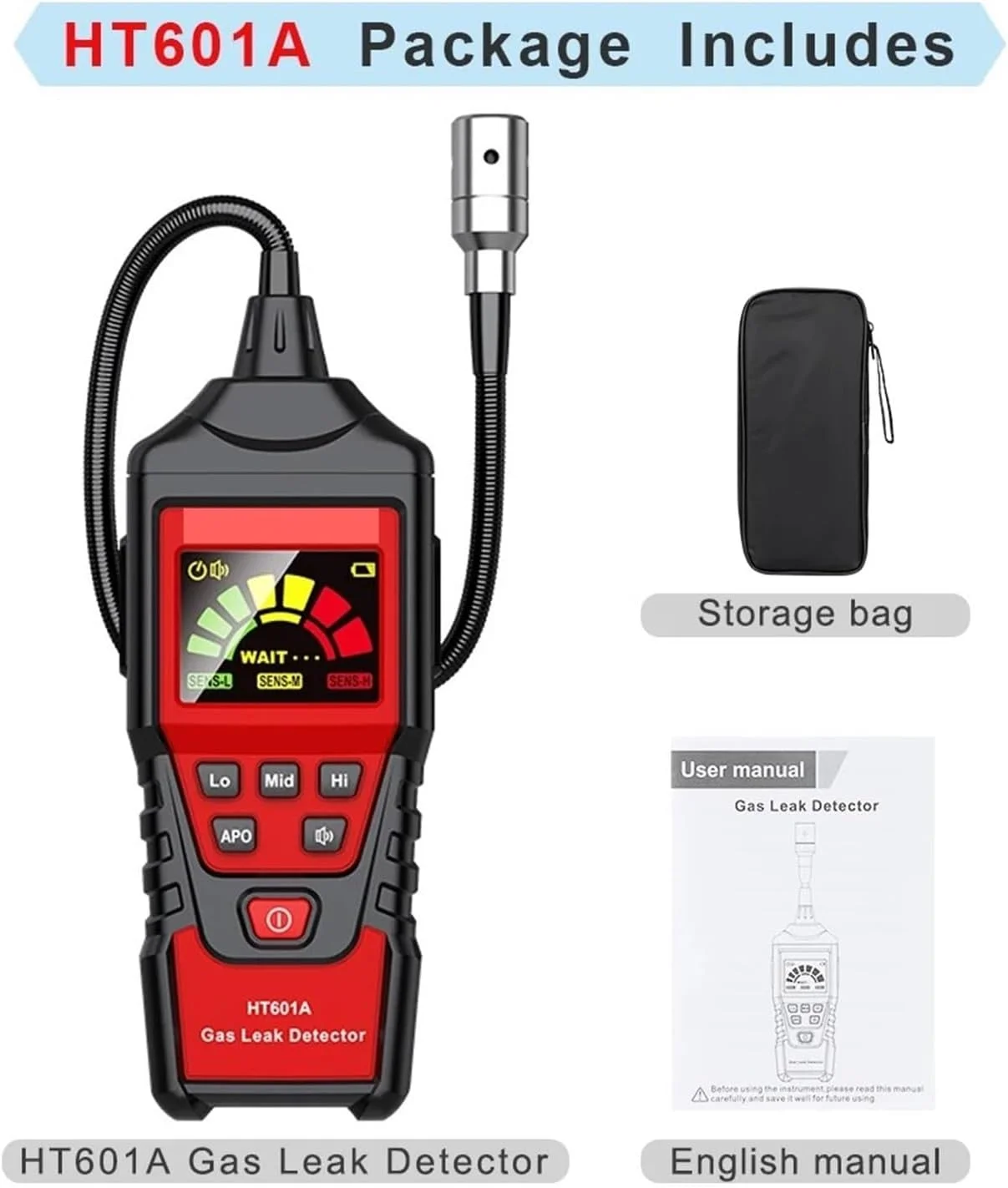دتکتور گاز، دستگاه تشخیص نشت گاز طبیعی HT601A 50-1000PPM آلارم صوتی و صفحه نمایش، آشکارساز نشت گاز متان قابل اشتعال و احتراق دتکتور گاز، دستگاه تشخیص نشت گاز طبیعی HT601A 50-1000PPM آلارم صوتی و صفحه نمایش، آشکارساز نشت گاز متان قابل اشتعال و احتراق