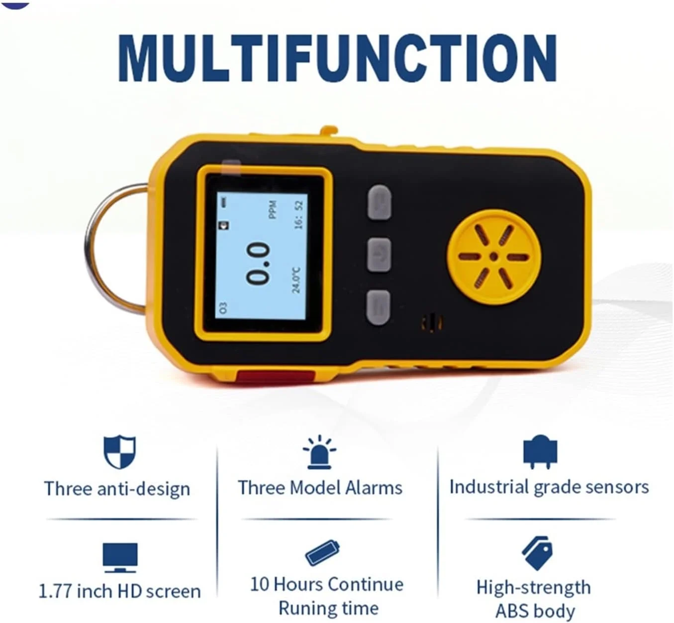 دتکتور گاز، آشکارساز اکسیژن قابل حمل صنعتی حرفه ای، آنالایزر گاز O2 متر، نظارت بر اندازه گیری 0-30٪ VOL صدا و لرزش نور