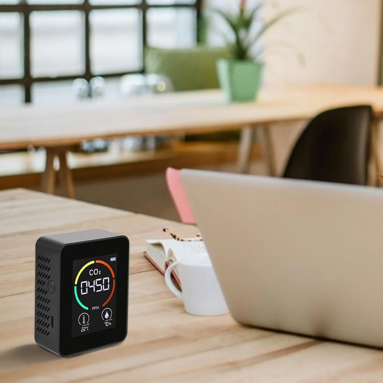مانیتور کیفیت هوا دی اکسید کربن CO2 - شاخص های کیفیت هوا CO2 دما و رطوبت | دماسنج دیجیتال آنالیزور دما و رطوبت برای مسافرت های داخلی منزل