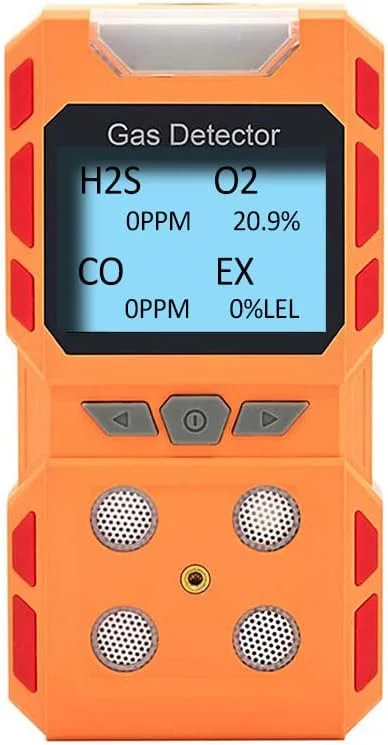 دستگاه تشخیص گاز 4 گانه قابل حمل Coreel، مانیتور چند گازی با نور صدا و لرزش، صفحه نمایش LCD قابل شارژ با نور پس زمینه - آماده برای استفاده…