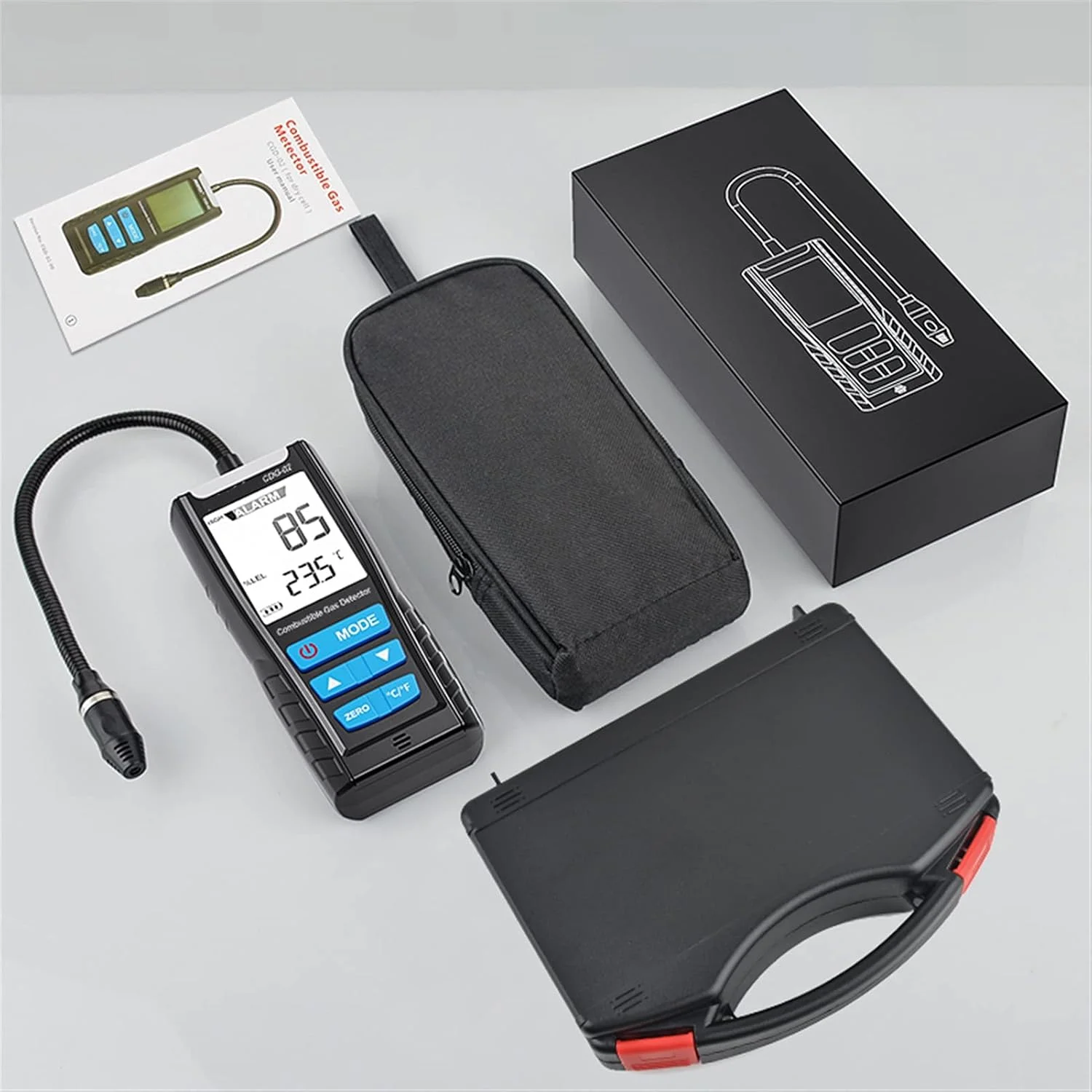 دتکتور گاز، LCD محلل الغاز قابل احتراق، آشکارساز گاز قابل حمل، مونوکسید کربن متر قابل حمل، کول گاز، آشکارساز نشت گاز، مانیتور تست (CGD02 با کیف) دتکتور گاز، LCD محلل الغاز قابل احتراق، آشکارساز گاز قابل حمل، مونوکسید کربن متر قابل حمل، کول گاز، آشکارساز نشت گاز، مانیتور تست (CGD02 با کیف)