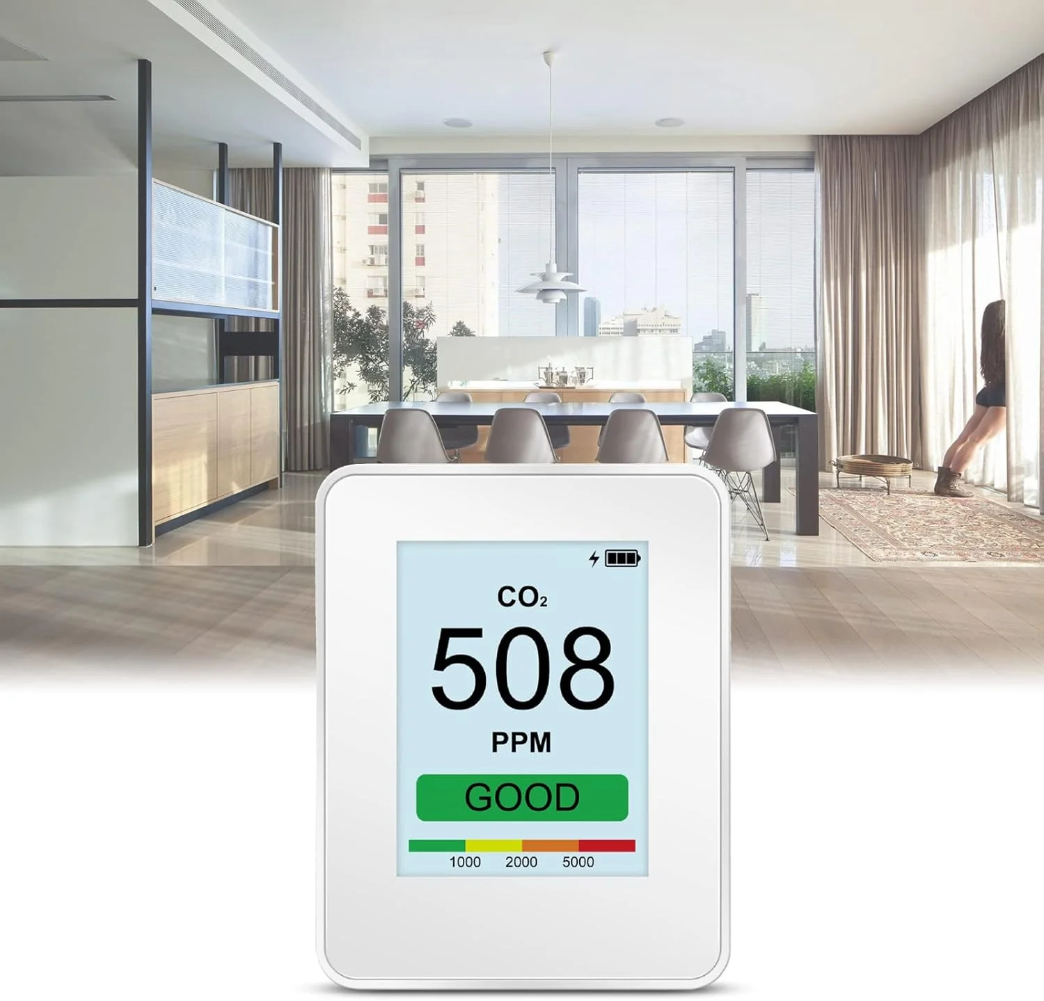 دستگاه مانیتورینگ دی اکسید کربن داخلی با صفحه نمایش رنگی TFT 2.8 اینچی، آشکارساز دی اکسید کربن، دقت مانیتورینگ هوا 240RGBx320، آشکارسازهای دی اکسید کربن برای خانه