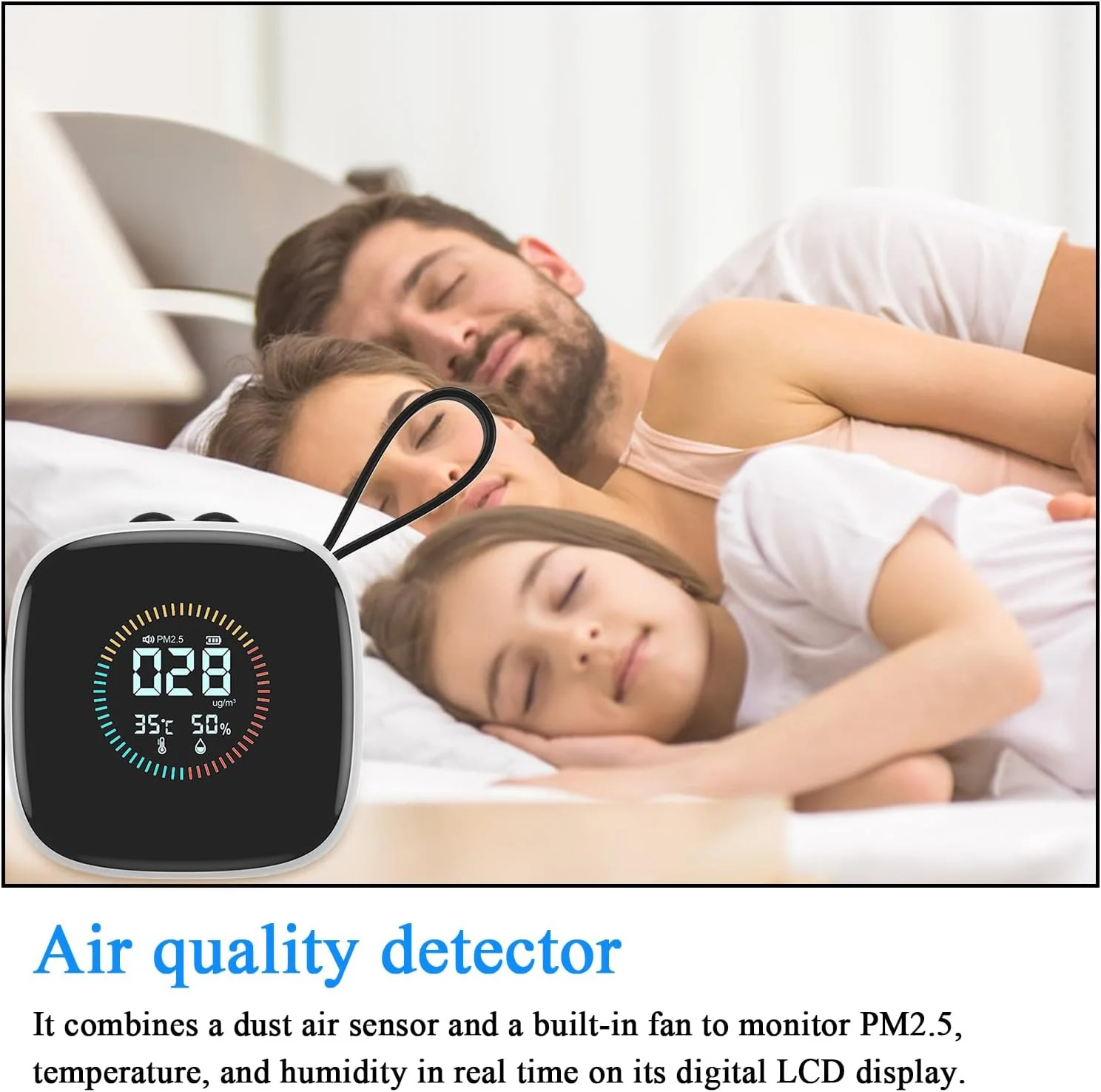 مانیتور کیفیت هوا PM2.5 - مانیتور کیفیت هوا قابل حمل کوچک با بند، نمایشگر LED داخلی | رطوبت و دماسنج چند منظوره برای آشپزخانه و رستوران ها مانیتور کیفیت هوا PM2.5 - مانیتور کیفیت هوا قابل حمل کوچک با بند، نمایشگر LED داخلی | رطوبت و دماسنج چند منظوره برای آشپزخانه و رستوران ها
