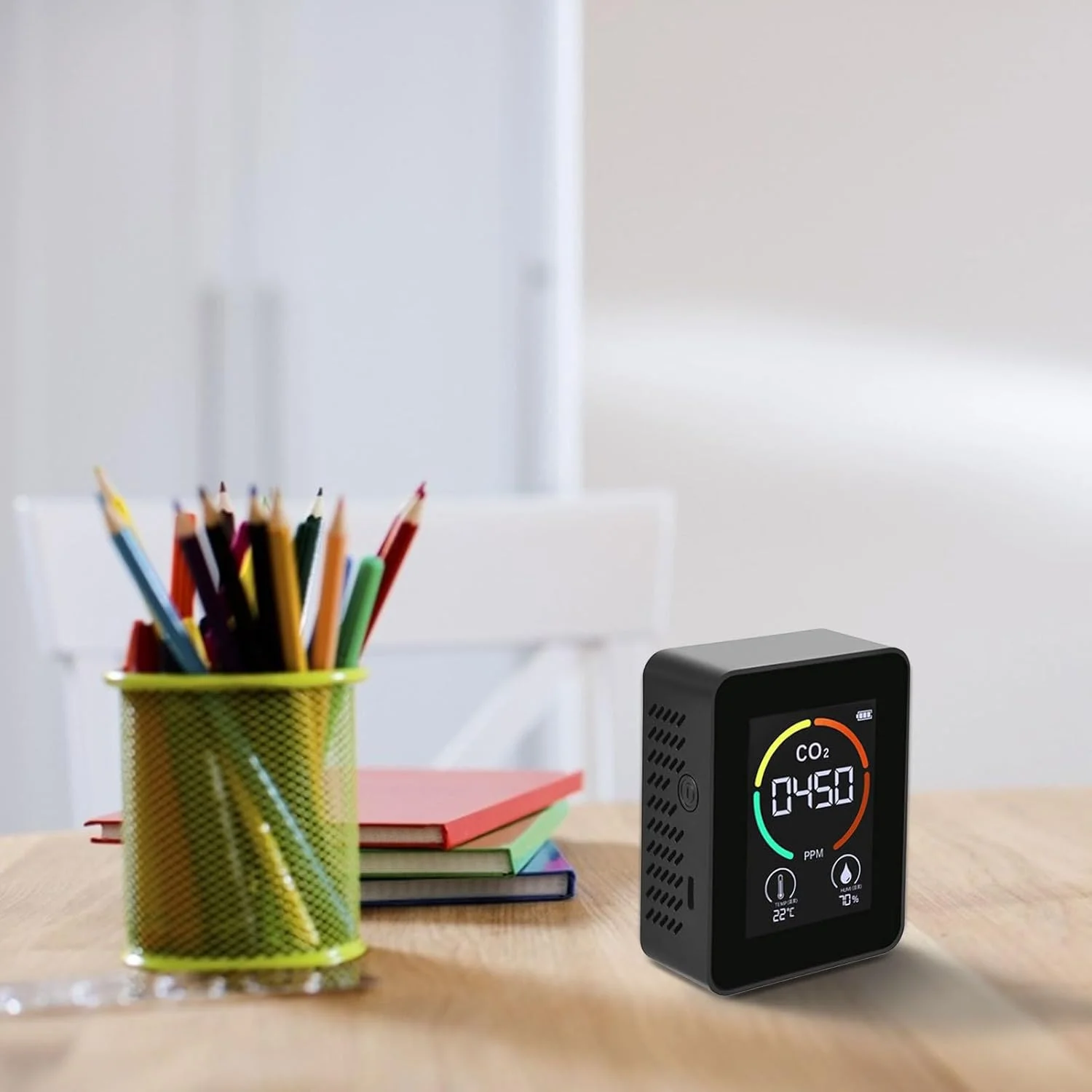 مانیتور کیفیت هوا دی اکسید کربن CO2 | مانیتور کیفیت هوای داخلی قابل حمل CO2 - تستر رطوبت نسبی دما برای خودرو، باشگاه، اتاق ها