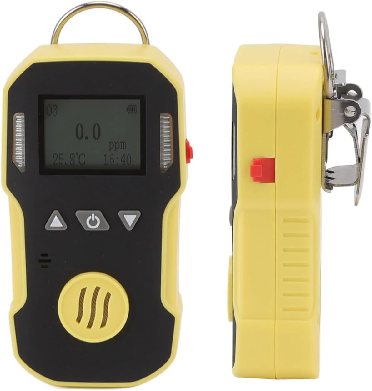 دستگاه تشخیص گاز ازن AJWYSOI O3، ردیاب ازن قابل حمل با گیره پشتی USB 5V ABS صفحه نمایش HD برای فضای باز