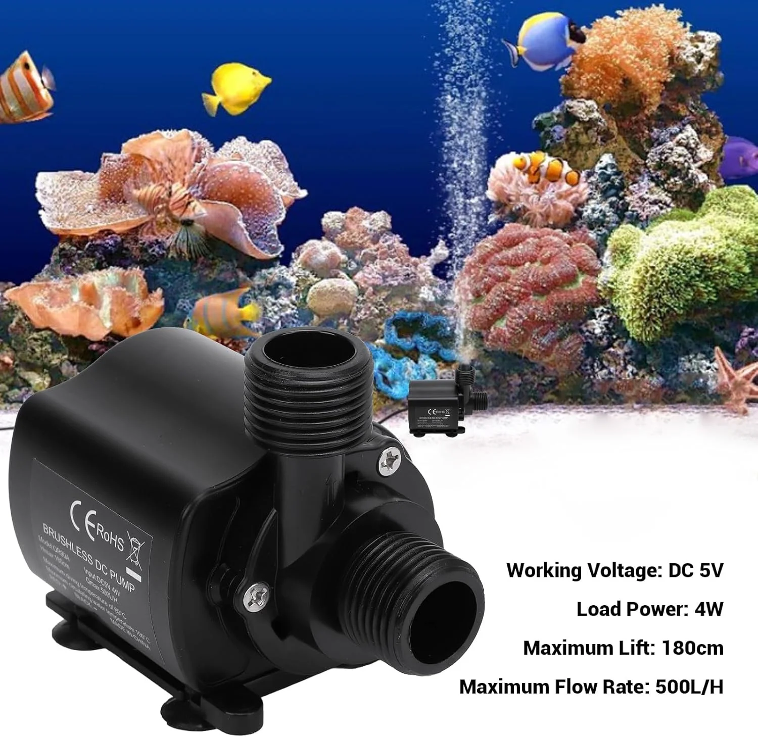 پمپ حوضچه فواره Cryfokt، پمپ غوطه ور 500 لیتر در ساعت DC 5V بدون جاروبک 4W ضد آب IP68 فوق العاده بی صدا با مکنده برای مخزن ماهیگیری پمپ حوضچه فواره Cryfokt، پمپ غوطه ور 500 لیتر در ساعت DC 5V بدون جاروبک 4W ضد آب IP68 فوق العاده بی صدا با مکنده برای مخزن ماهیگیری