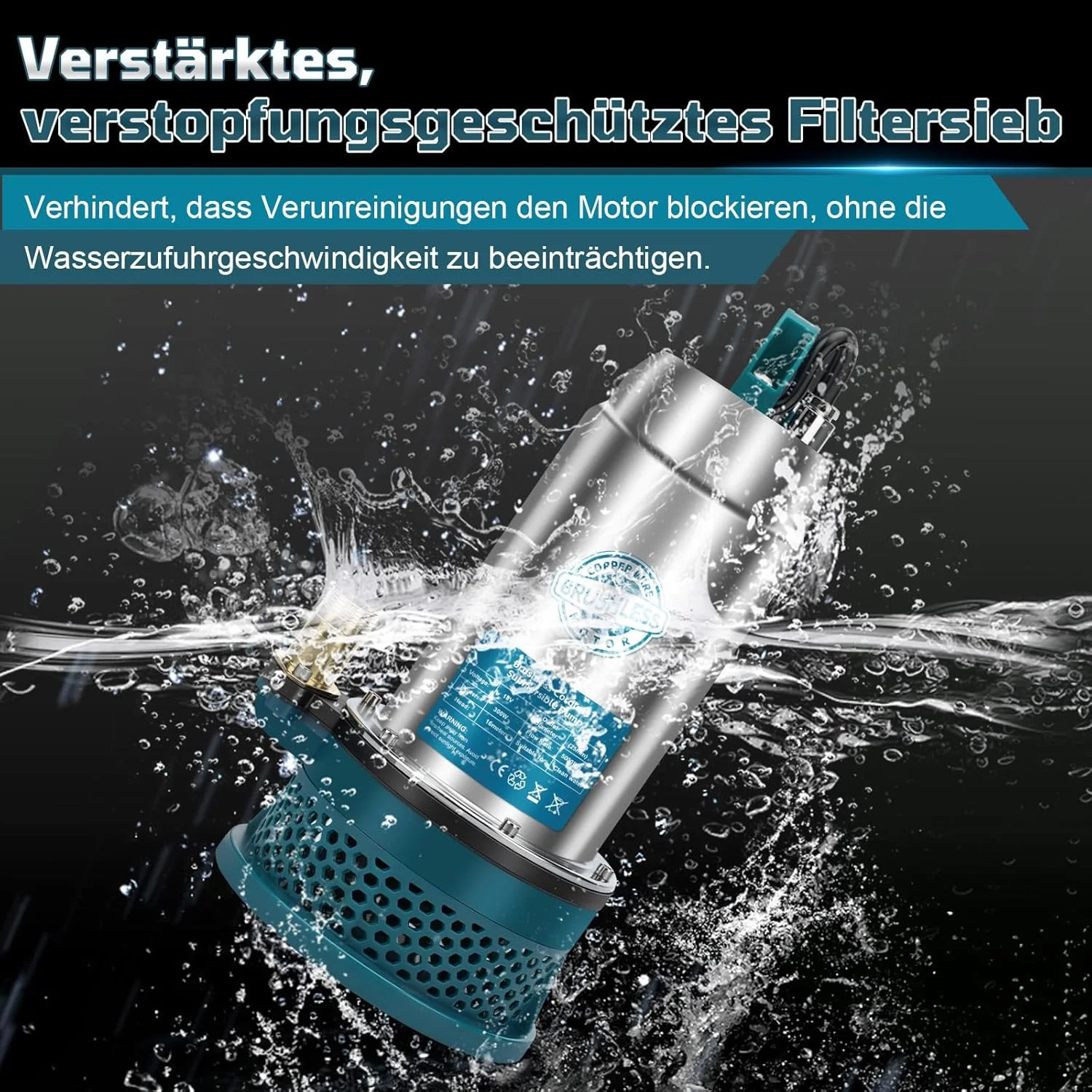 پمپ شناور سازگار با باتری 18 ولت ماکیتا (بدون باتری) - پمپ آب بی سیم 5000 لیتر در ساعت با شلنگ 10 متری، کابل اتصال 5 متری - ایده آل برای استخر، تخت آبی، آبیاری باغ، موتور بدون جاروبک پمپ شناور سازگار با باتری 18 ولت ماکیتا (بدون باتری) - پمپ آب بی سیم 5000 لیتر در ساعت با شلنگ 10 متری، کابل اتصال 5 متری - ایده آل برای استخر، تخت آبی، آبیاری باغ، موتور بدون جاروبک