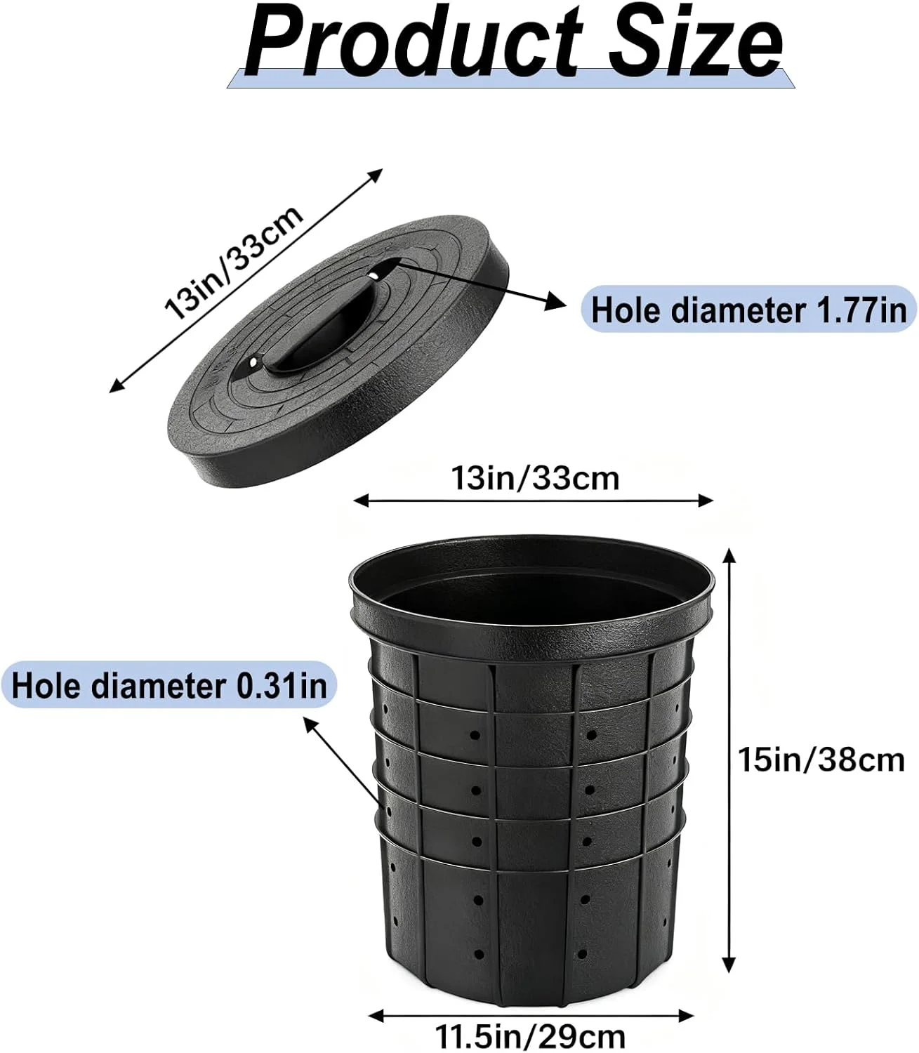 مخزن پمپ لجن کش سوراخ دار 2 عددی با درب، سطل پمپ لجن کش مشکی با 40 سوراخ از پیش ایجاد شده، برای زهکشی، زیرزمین، فضاهای خزنده، پاسیو، عرشه و راهرو مخزن پمپ لجن کش سوراخ دار 2 عددی با درب، سطل پمپ لجن کش مشکی با 40 سوراخ از پیش ایجاد شده، برای زهکشی، زیرزمین، فضاهای خزنده، پاسیو، عرشه و راهرو