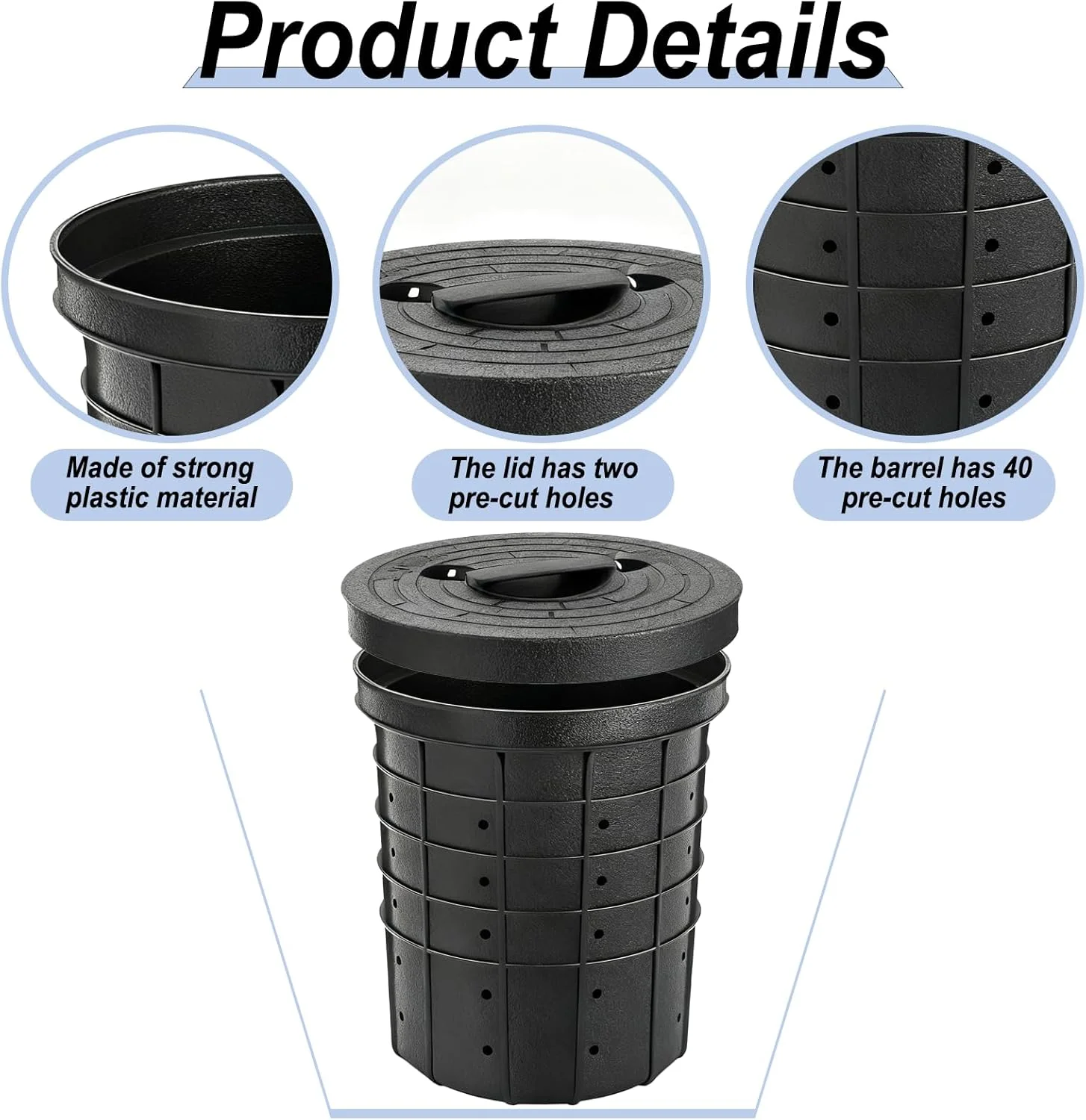 مخزن پمپ لجن کش سوراخ دار 2 عددی با درب، سطل پمپ لجن کش مشکی با 40 سوراخ از پیش ایجاد شده، برای زهکشی، زیرزمین، فضاهای خزنده، پاسیو، عرشه و راهرو مخزن پمپ لجن کش سوراخ دار 2 عددی با درب، سطل پمپ لجن کش مشکی با 40 سوراخ از پیش ایجاد شده، برای زهکشی، زیرزمین، فضاهای خزنده، پاسیو، عرشه و راهرو