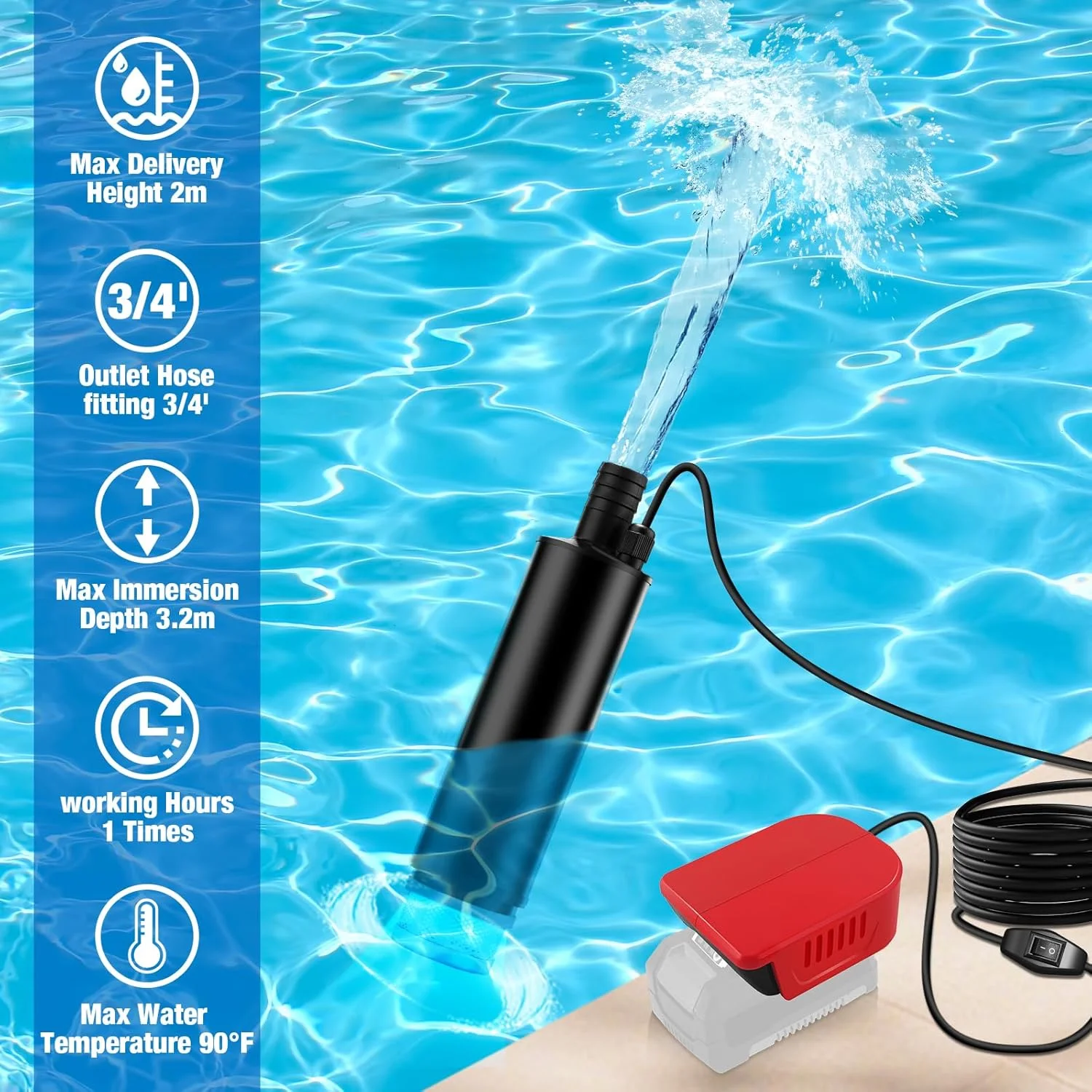 پمپ شناور برای باتری Einhell 18 V PXC Power X-Change، پمپ آب برقی با جریان آب 30 لیتر در دقیقه و طول کابل 4 متر، برای استخرها، آکواریوم ها، فواره ها، حوضچه ها و ویژگی های آبی (بدون باتری) پمپ شناور برای باتری Einhell 18 V PXC Power X-Change، پمپ آب برقی با جریان آب 30 لیتر در دقیقه و طول کابل 4 متر، برای استخرها، آکواریوم ها، فواره ها، حوضچه ها و ویژگی های آبی (بدون باتری)