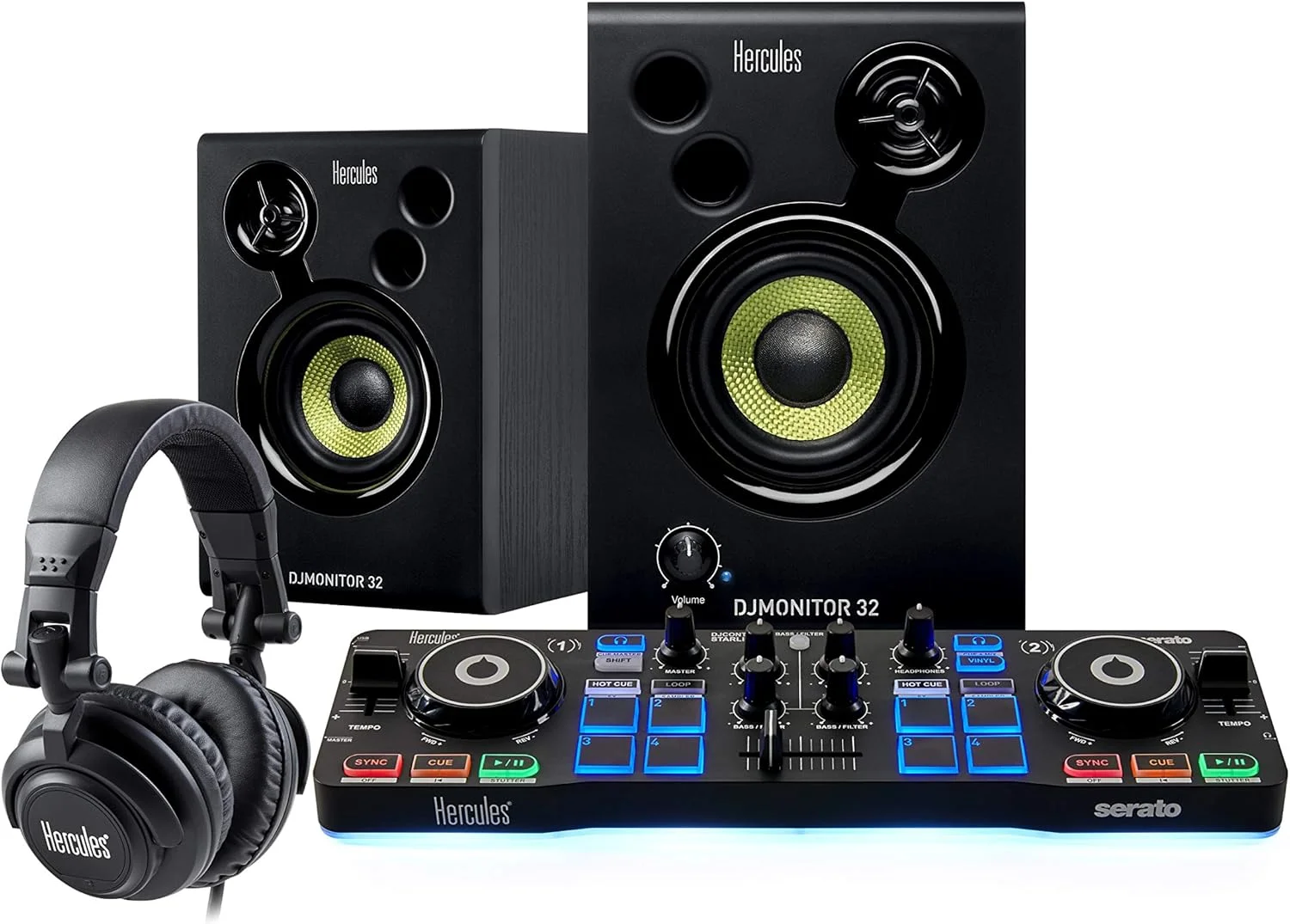 کیت آغاز به کار دیجی Hercules – بسته کامل دیجی با DJControl Starlight، مانیتورهای استودیویی Monitor 32 و هدفون HDP DJ45 کیت آغاز به کار دیجی Hercules – بسته کامل دیجی با DJControl Starlight، مانیتورهای استودیویی Monitor 32 و هدفون HDP DJ45