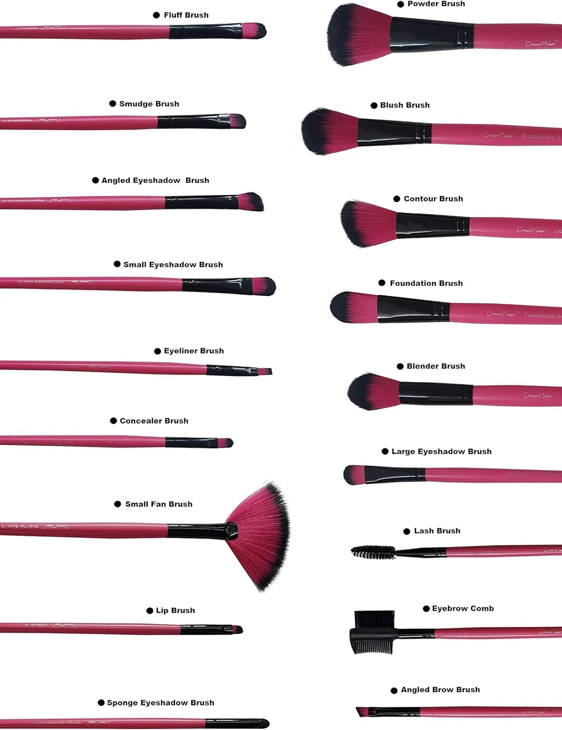 ست برس آرایشی 18 تکه Dream Maker (صورتی)