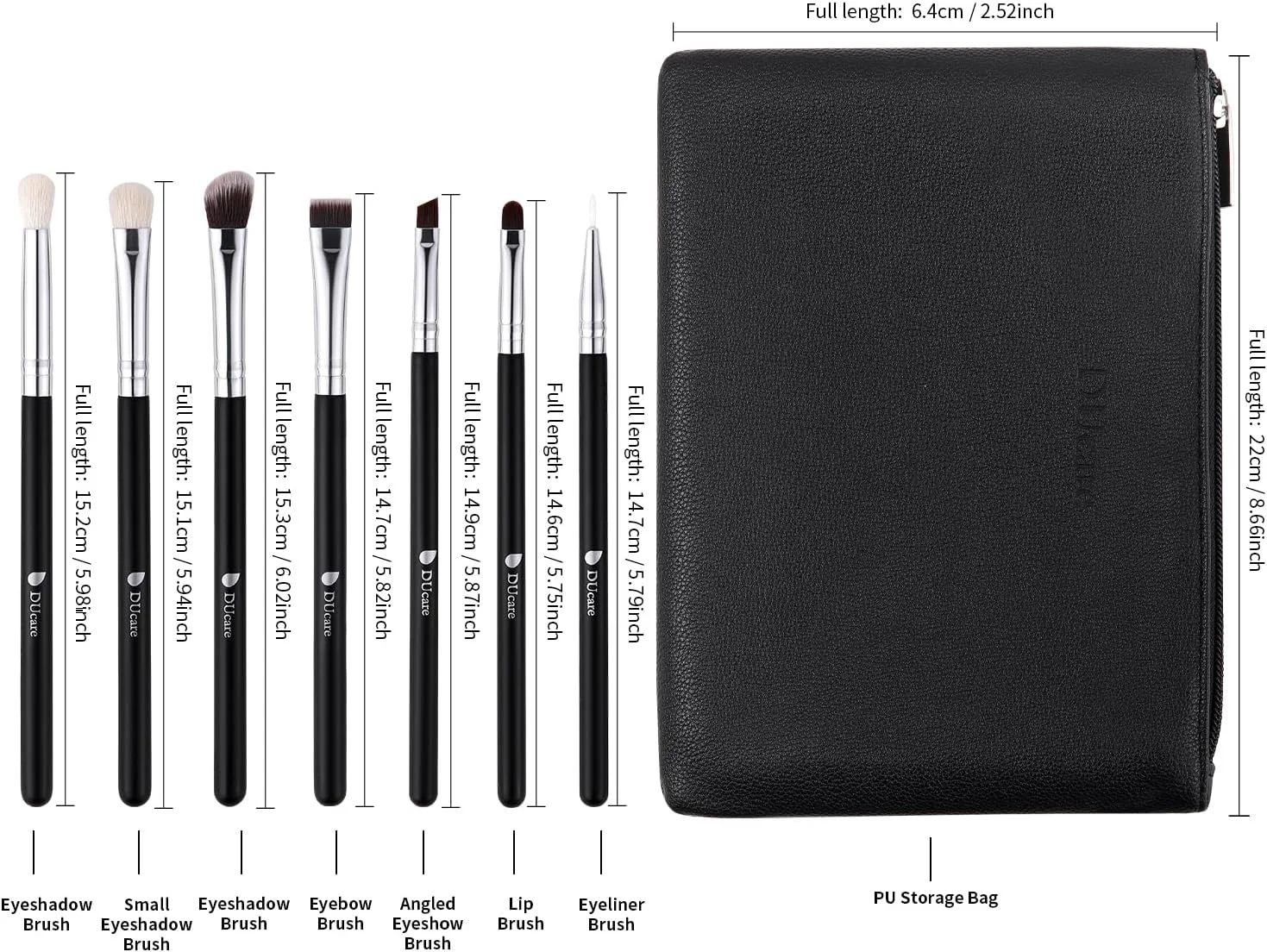 ست برس آرایشی دوکاره با کیف، 15 عدد برس آرایشی هدیه کریسمس مسافرتی کابوکی برای کرم پودر، ترکیب، رژگونه، خط چشم، سایه چشم، ابرو، کانسیلر، کیت برس مشکی